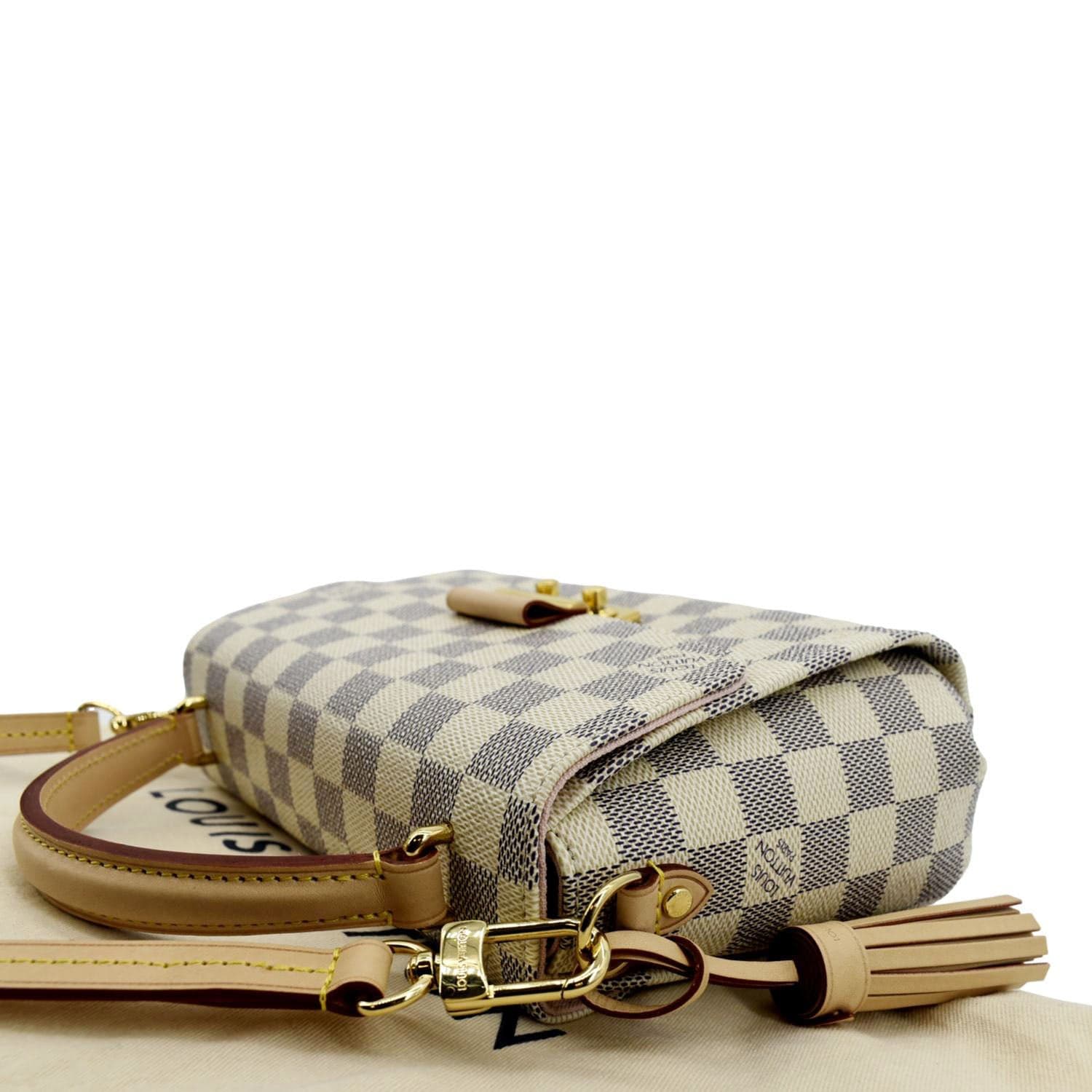 LOUIS VUITTON Croisette Damier Azur Satchel Crossbody Bag White - Image 6