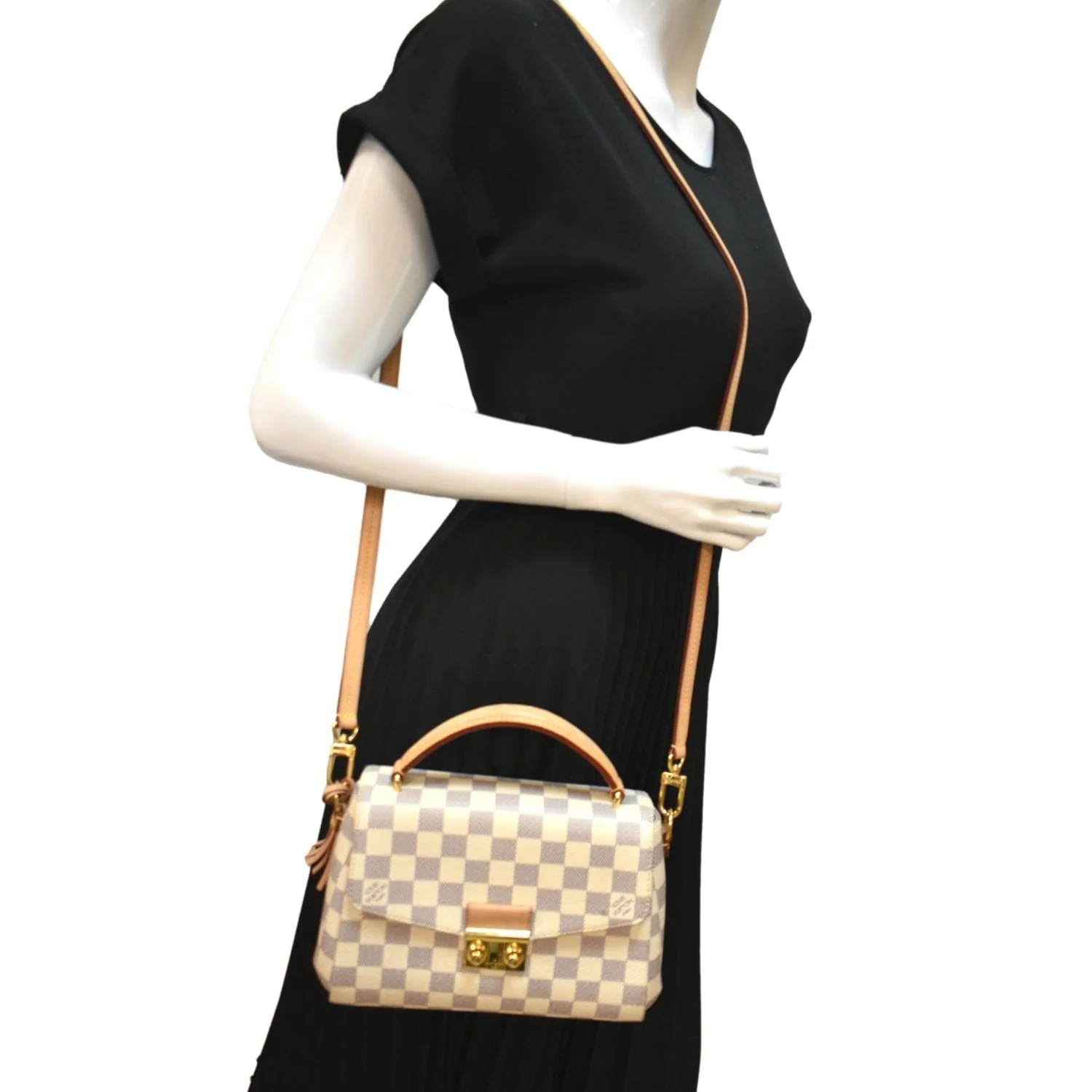 LOUIS VUITTON Croisette Damier Azur Satchel Crossbody Bag White - Image 2