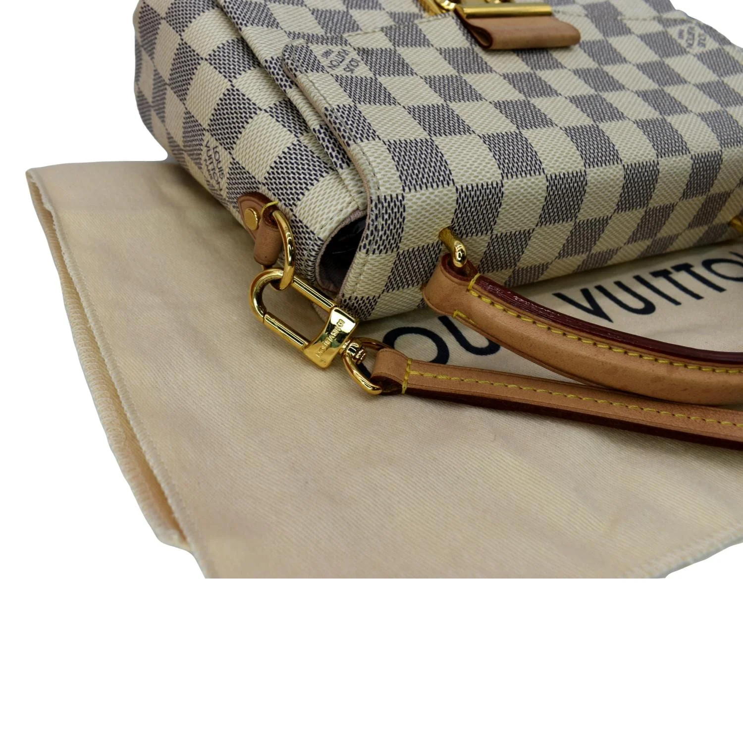 LOUIS VUITTON Croisette Damier Azur Satchel Crossbody Bag White - Image 6