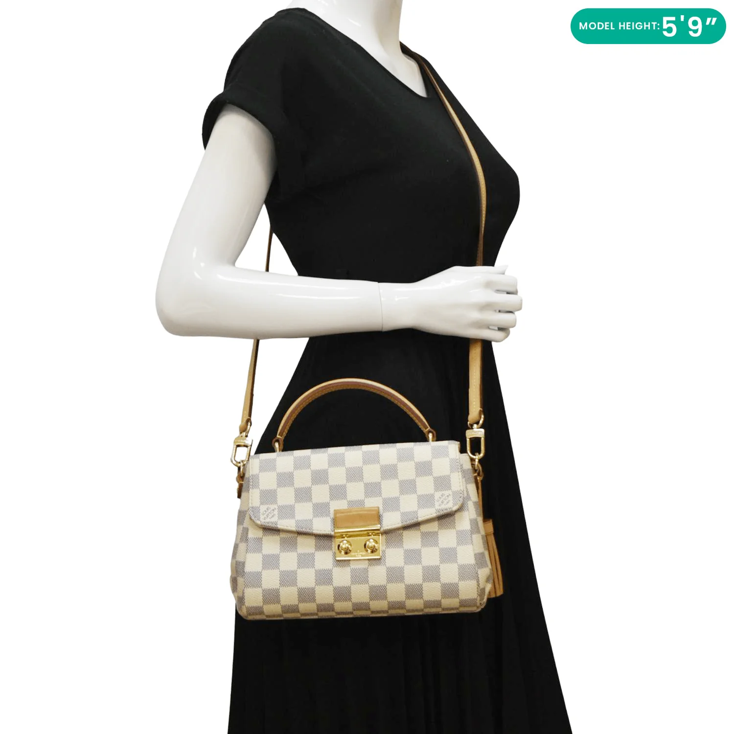 LOUIS VUITTON Croisette Damier Azur Satchel Crossbody Bag Rose Ballerine - Image 2