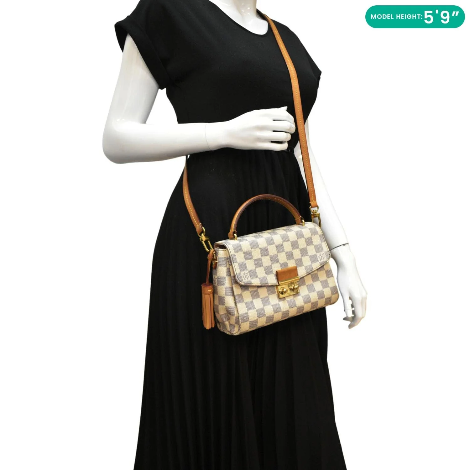 LOUIS VUITTON Croisette Damier Azur Satchel Crossbody Bag White - Image 2