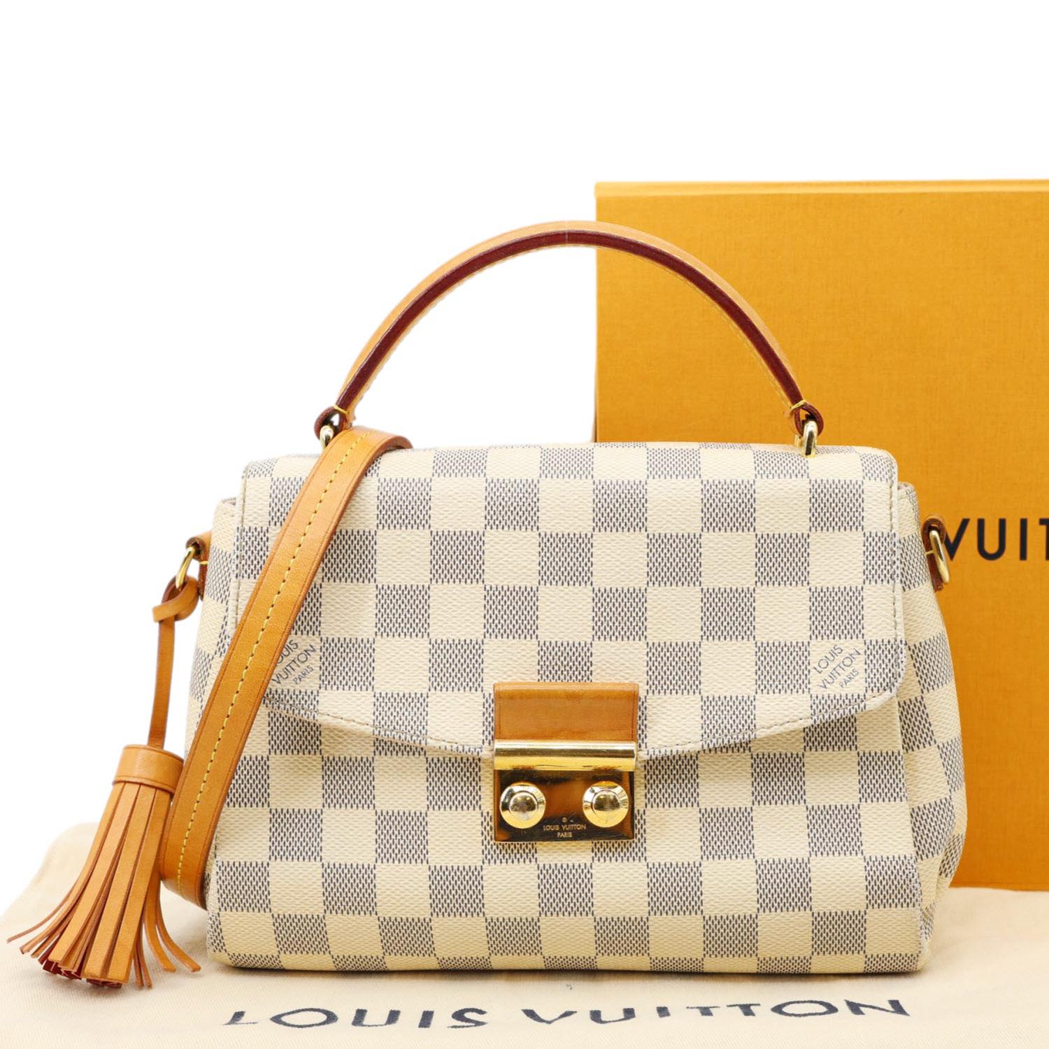 LOUIS VUITTON Croisette Damier Azur Satchel Crossbody Bag Rose Ballerine - Image 3