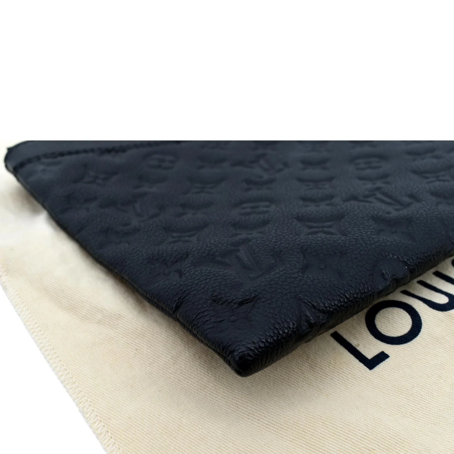 LOUIS VUITTON Daily Pouch Monogram Embossed Leather Clutch Bag Black - Image 10