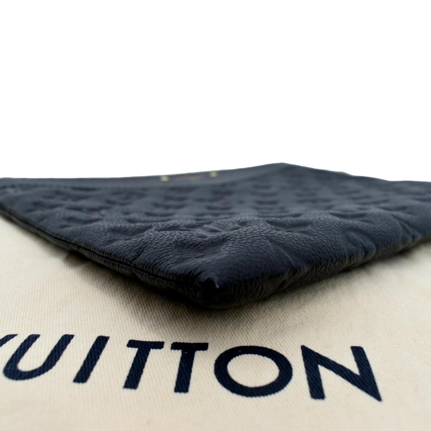 LOUIS VUITTON Daily Pouch Monogram Embossed Leather Clutch Bag Black - Image 11