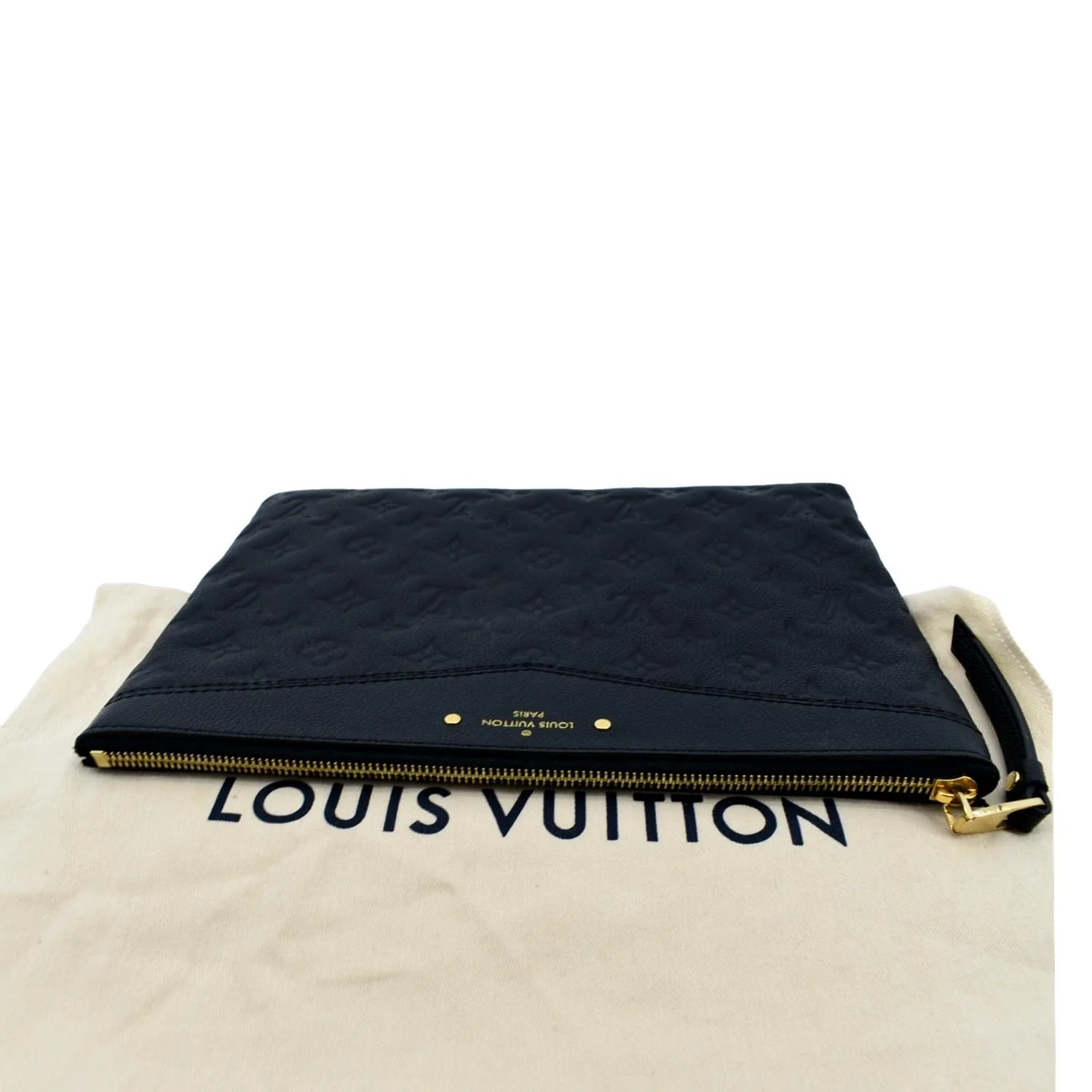 LOUIS VUITTON Daily Pouch Monogram Embossed Leather Clutch Bag Black - Image 3