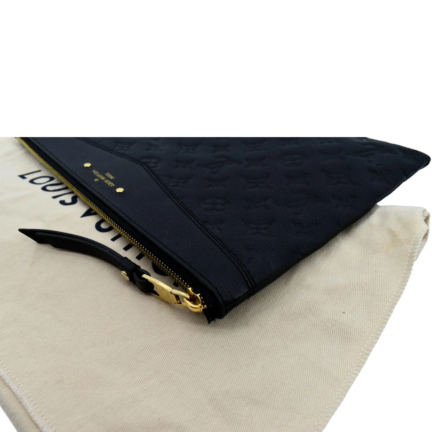 LOUIS VUITTON Daily Pouch Monogram Embossed Leather Clutch Bag Black - Image 4