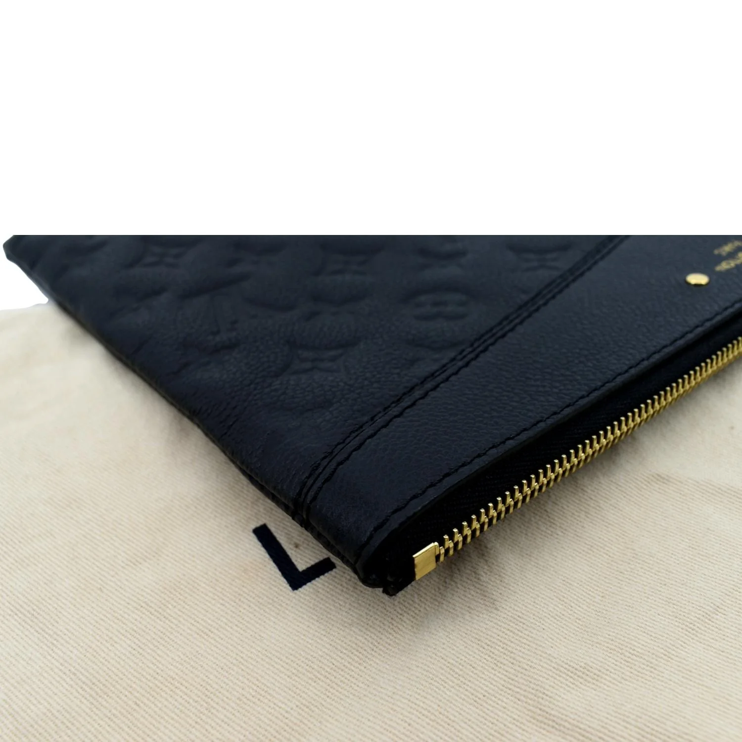 LOUIS VUITTON Daily Pouch Monogram Embossed Leather Clutch Bag Black - Image 5