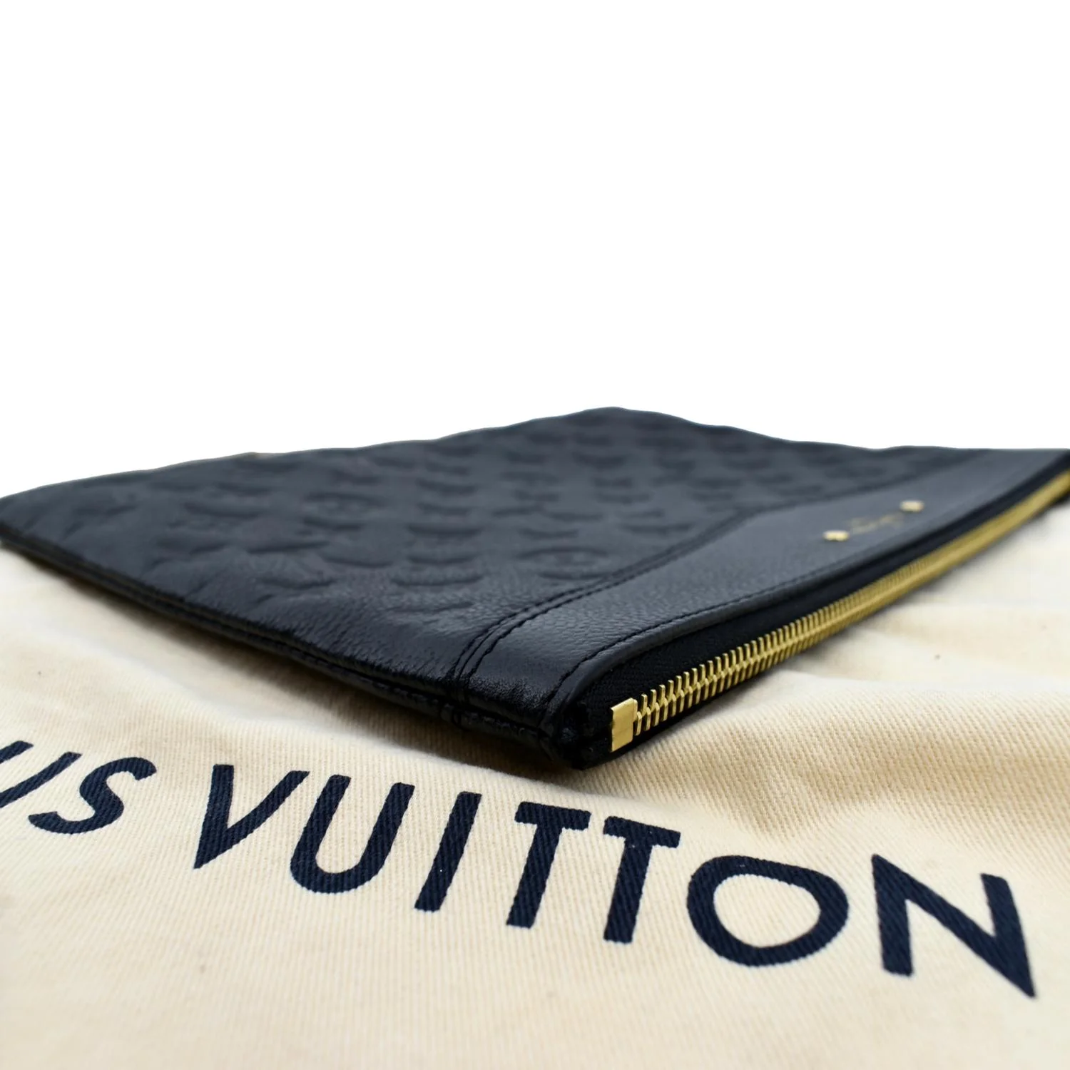 LOUIS VUITTON Daily Pouch Monogram Embossed Leather Clutch Bag Black - Image 6