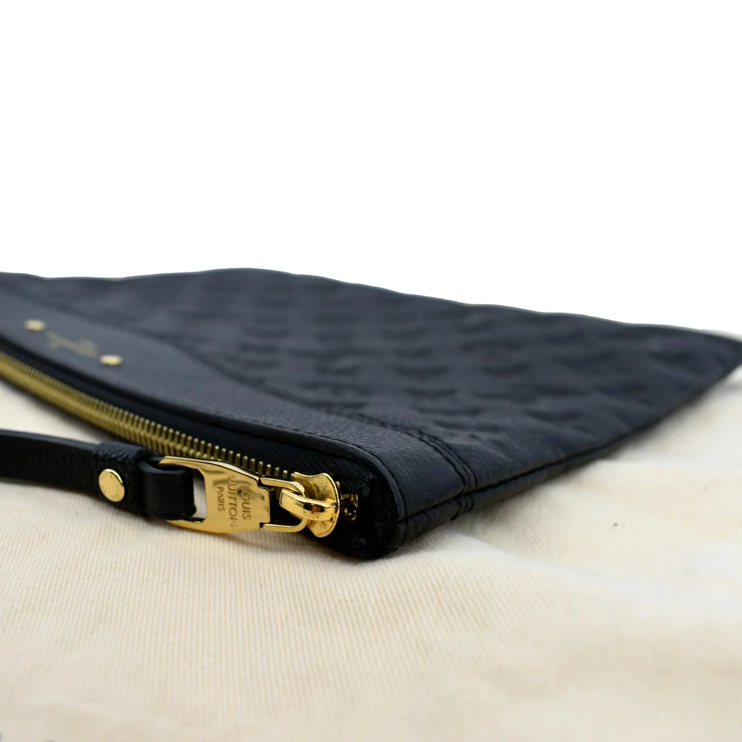 LOUIS VUITTON Daily Pouch Monogram Embossed Leather Clutch Bag Black - Image 7