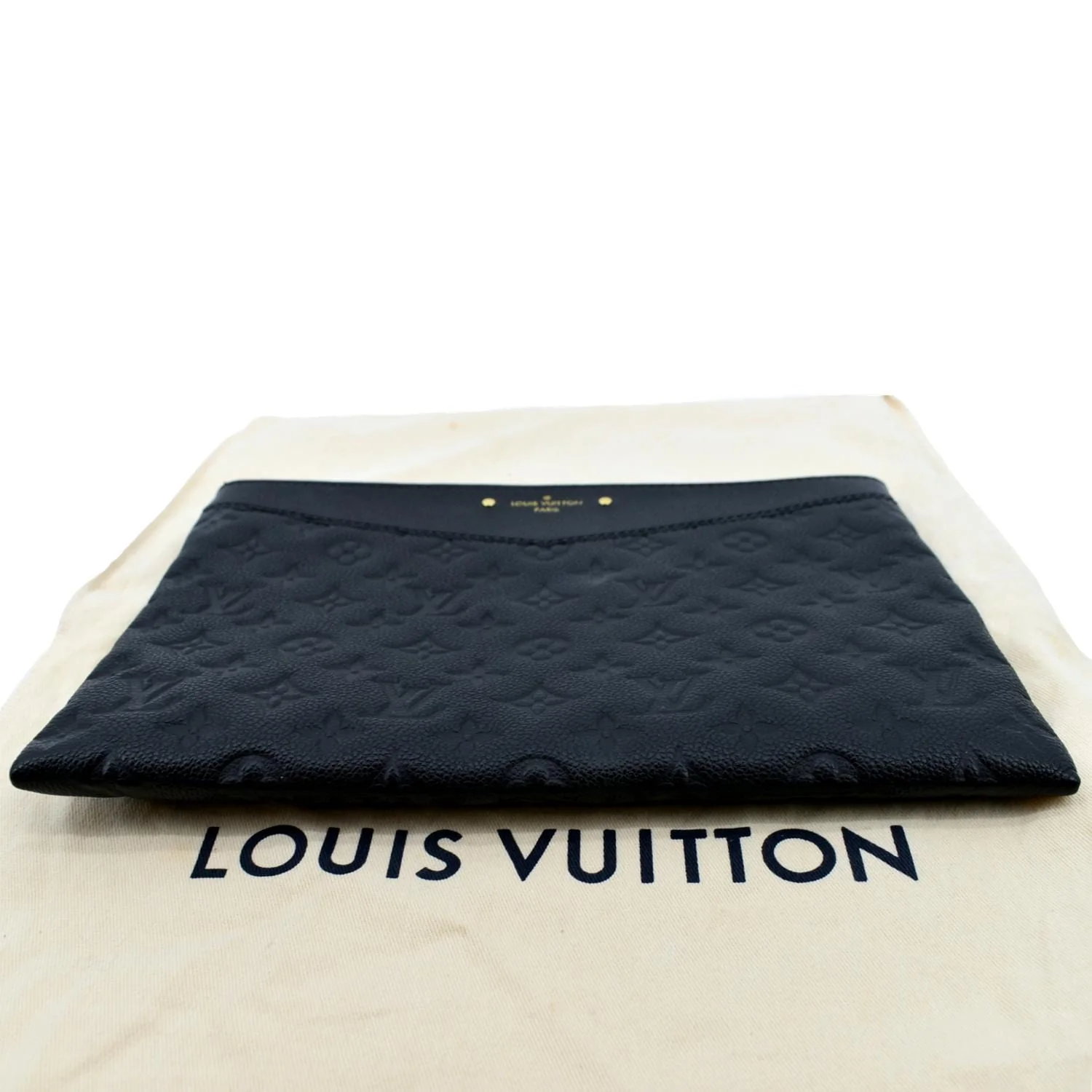 LOUIS VUITTON Daily Pouch Monogram Embossed Leather Clutch Bag Black - Image 8