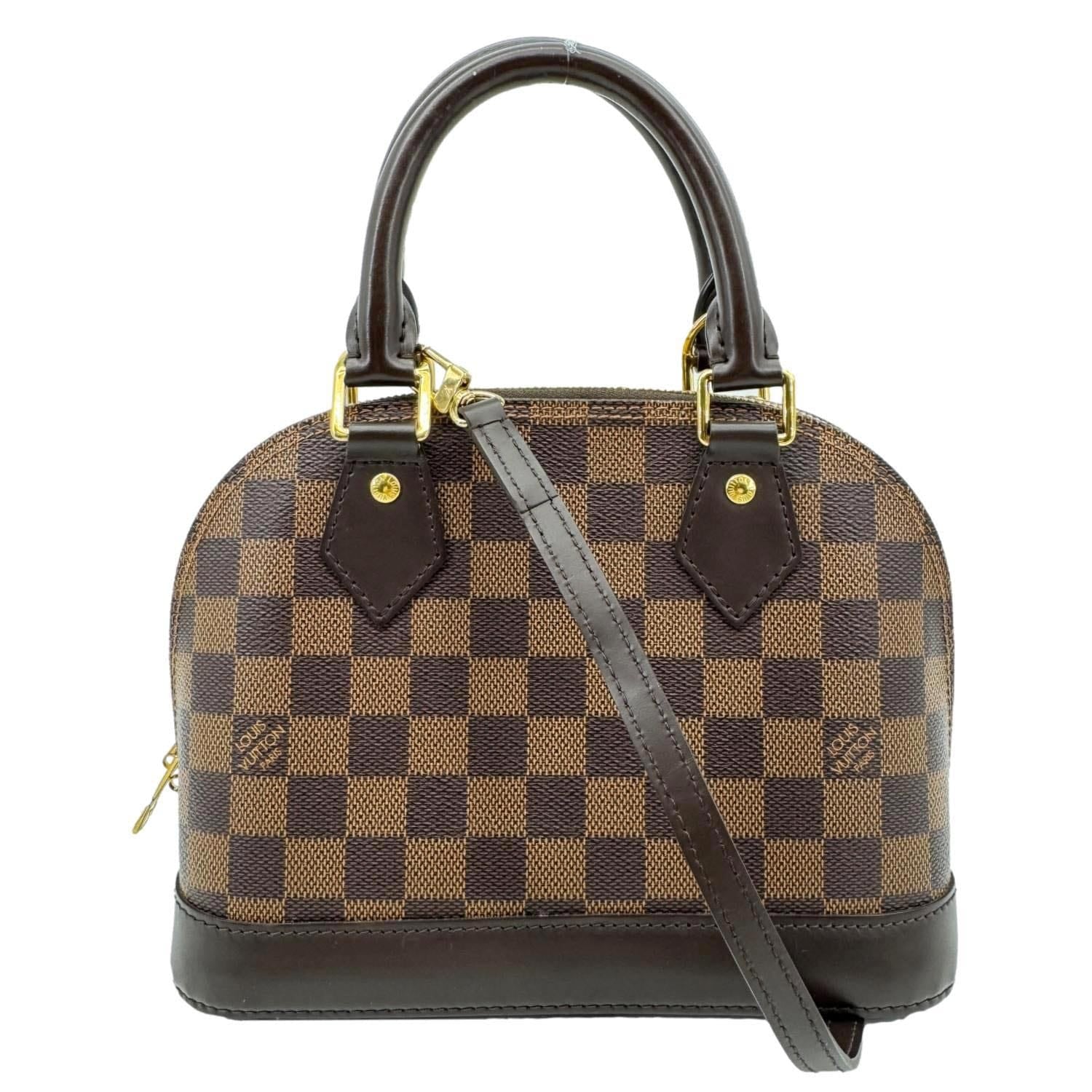 LOUIS VUITTON Alma BB Damier Ebene Satchel Shoulder Bag Brown - Image 3