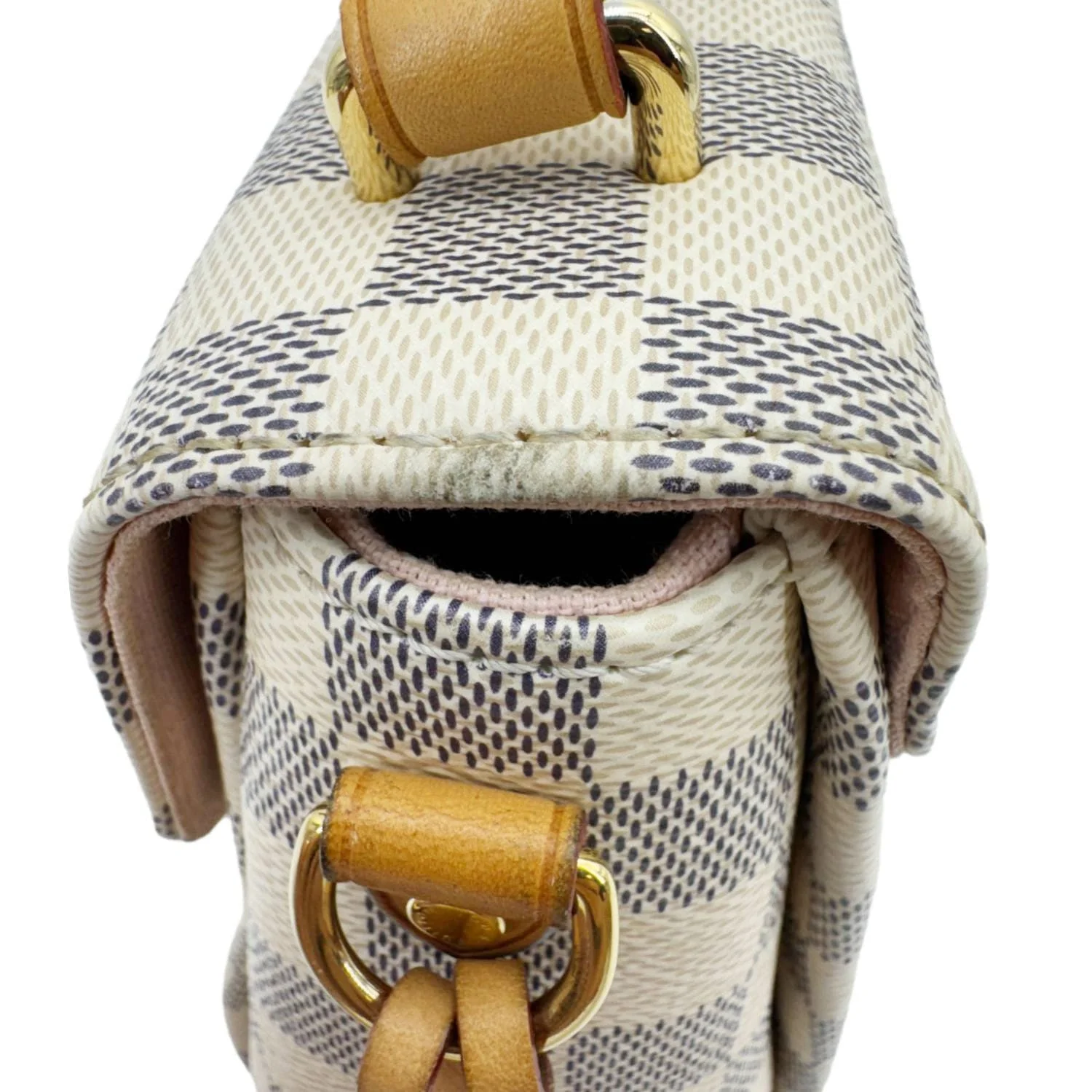LOUIS VUITTON Croisette Damier Azur Satchel Crossbody Bag Rose Ballerine - Image 16