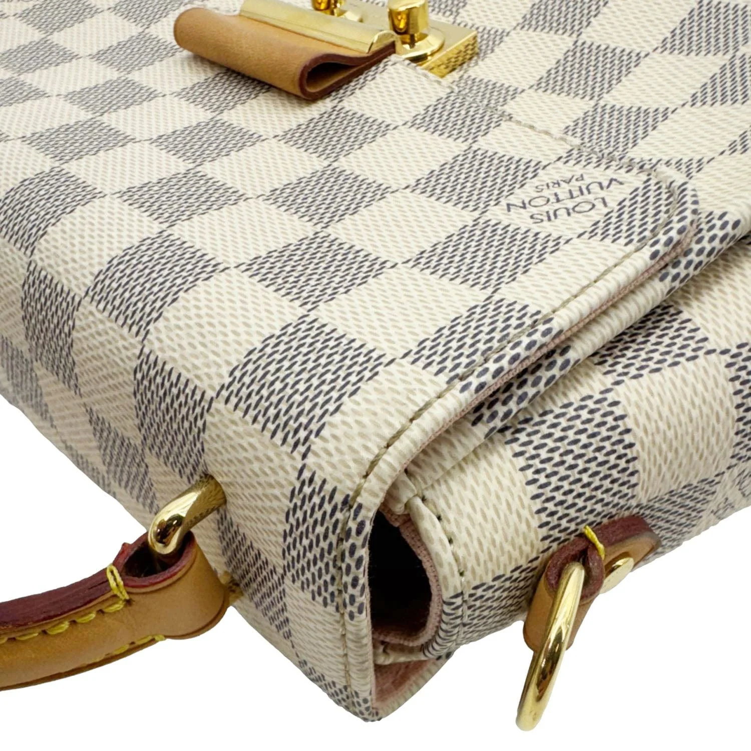 LOUIS VUITTON Croisette Damier Azur Satchel Crossbody Bag Rose Ballerine - Image 9
