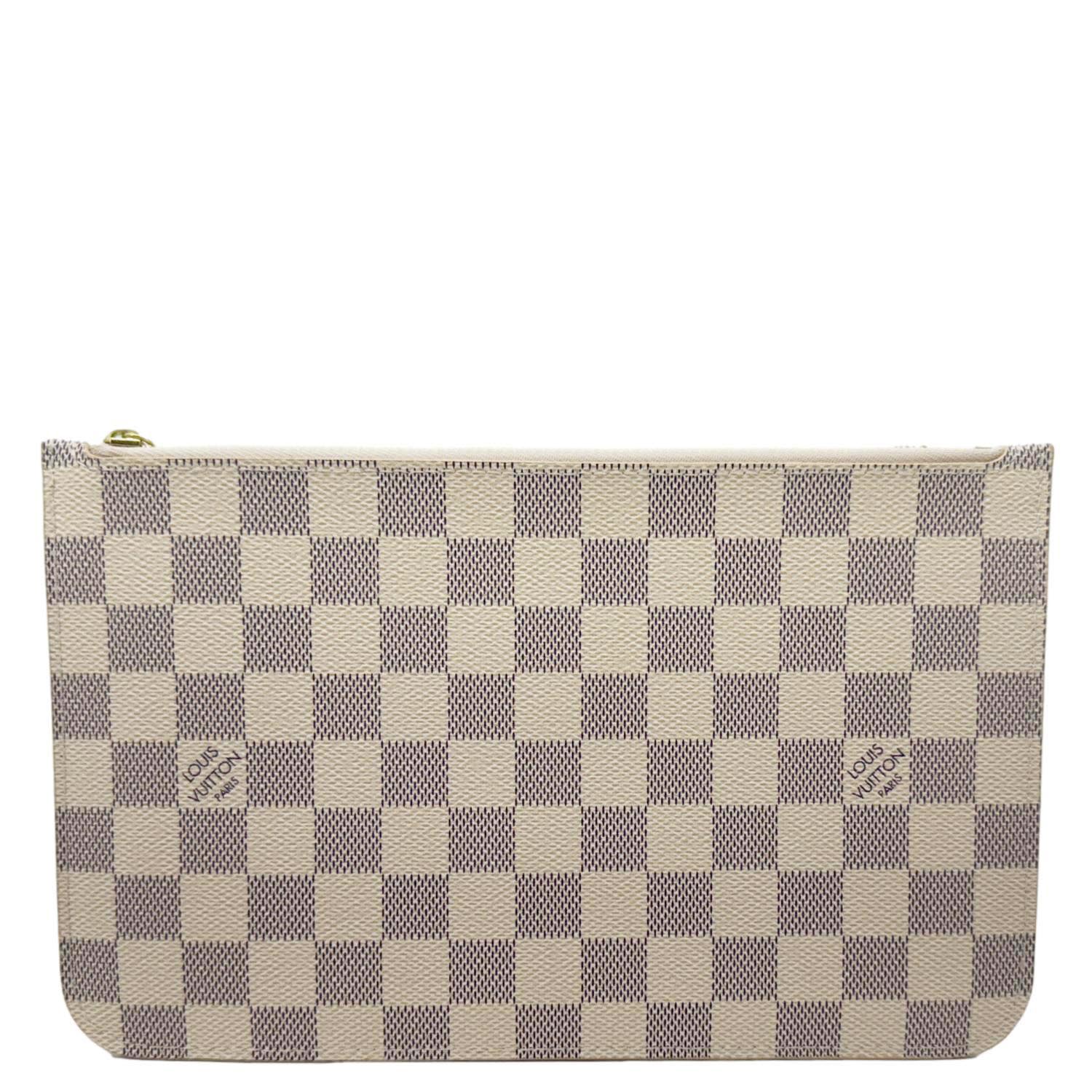 LOUIS VUITTON Neverfull Damier Azur Pochette Wristlet White - Image 3
