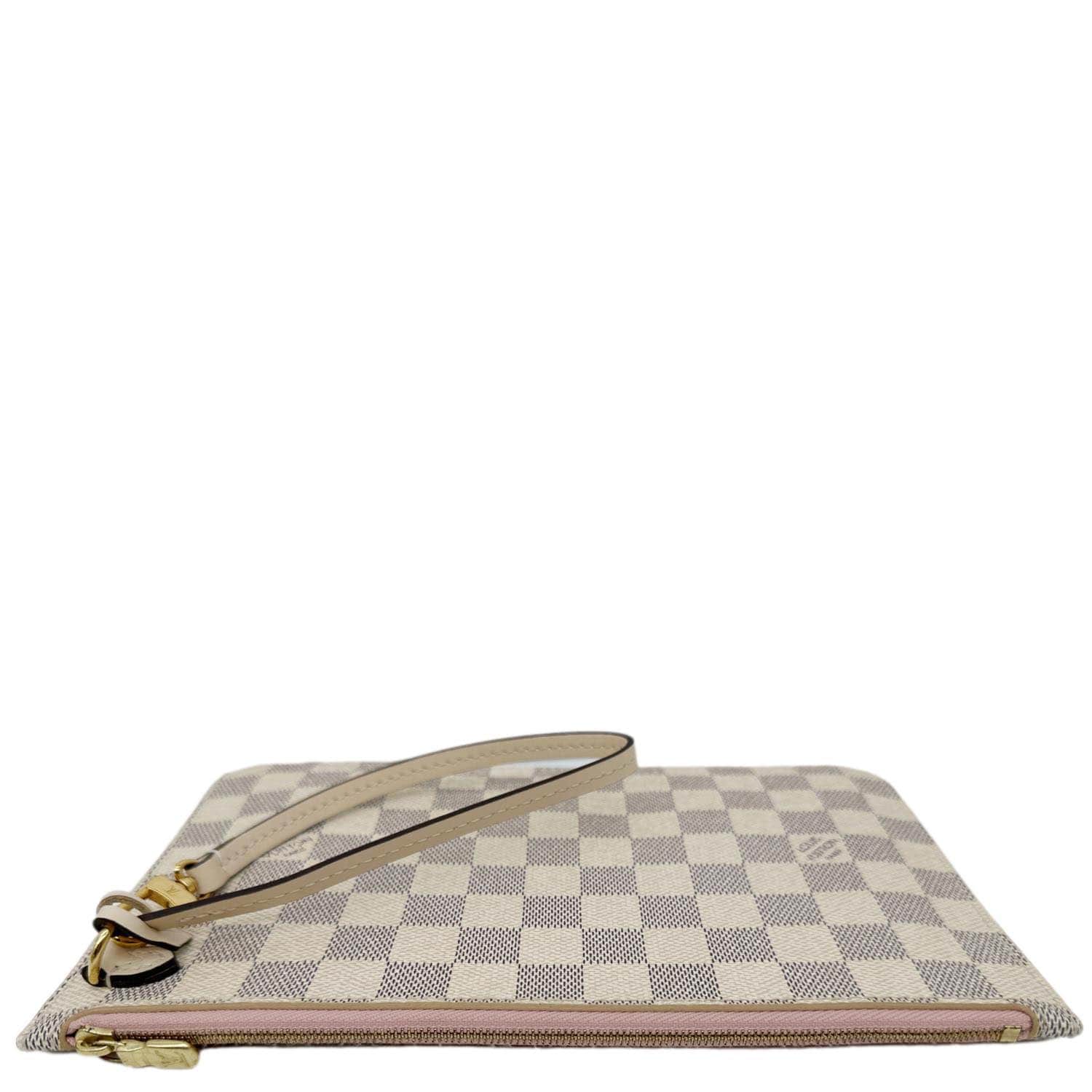 LOUIS VUITTON Neverfull Pochette Damier Azur Wristlet Rose Ballerine - Image 4