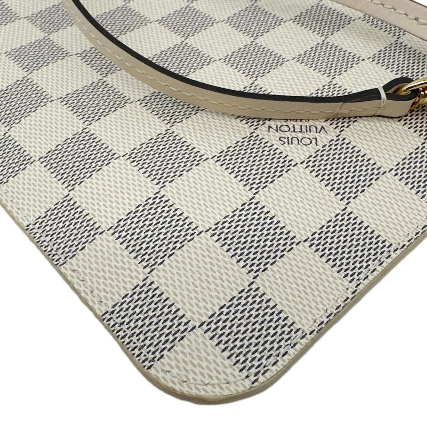 LOUIS VUITTON Neverfull Pochette Damier Azur Wristlet Rose Ballerine - Image 7