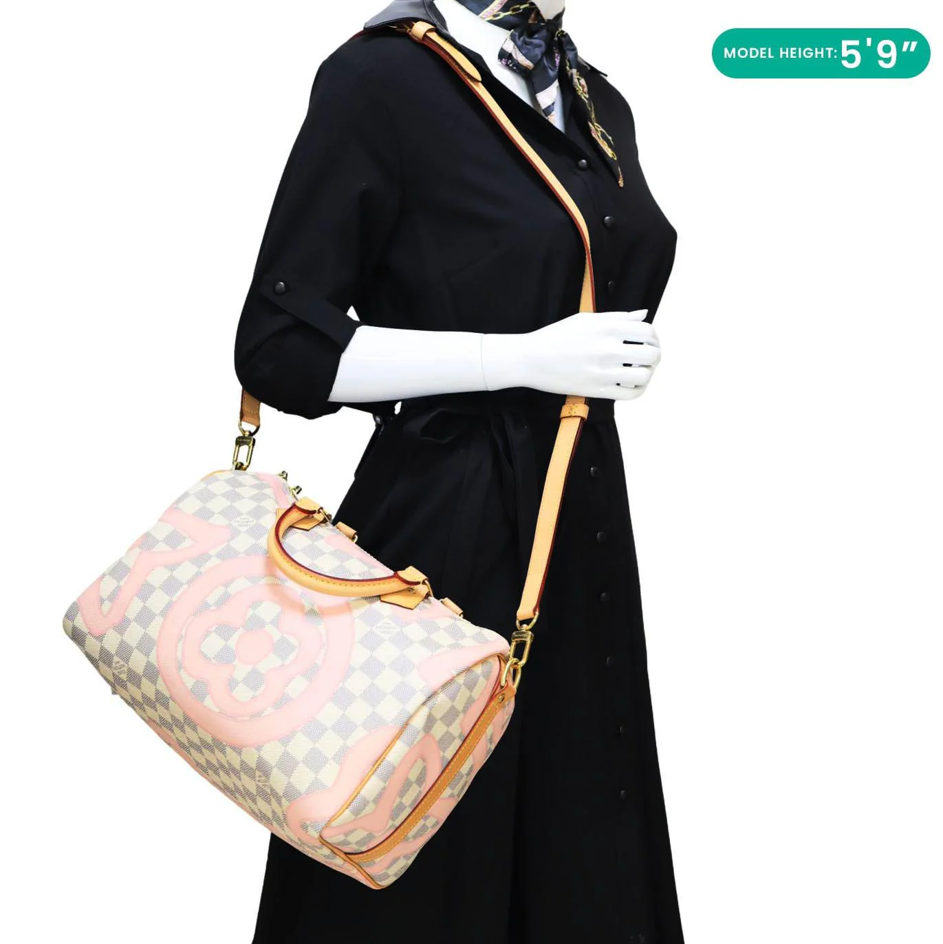 LOUIS VUITTON Tahitienne Speedy 30 Bandouliere Damier Azur Satchel Bag Rose Ballerine - Image 2