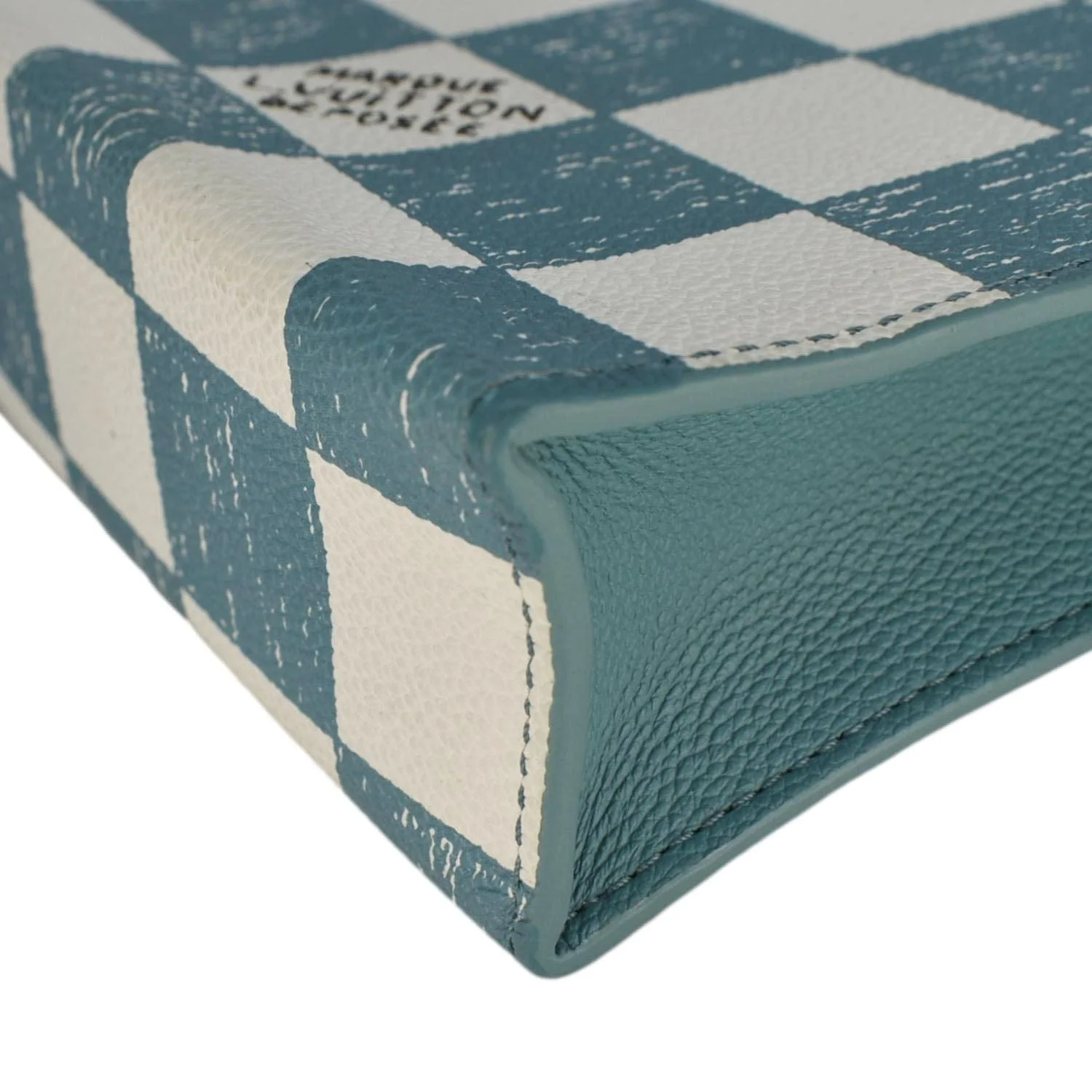LOUIS VUITTON Sac Plat XS Damier Checkerboard Leather Crossbody Bag Turquoise - Image 7