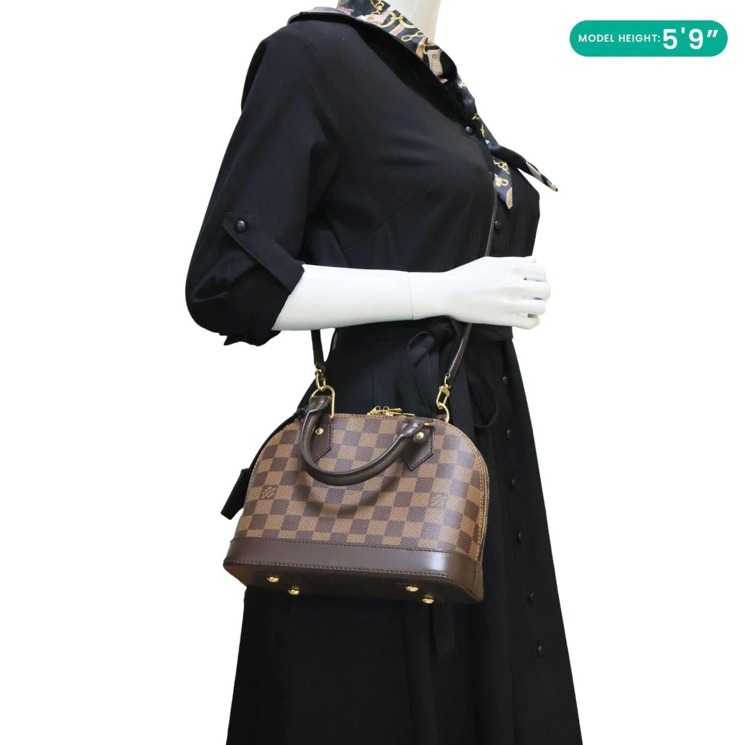 LOUIS VUITTON Alma BB Damier Ebene Crossbody Bag Brown - Image 2