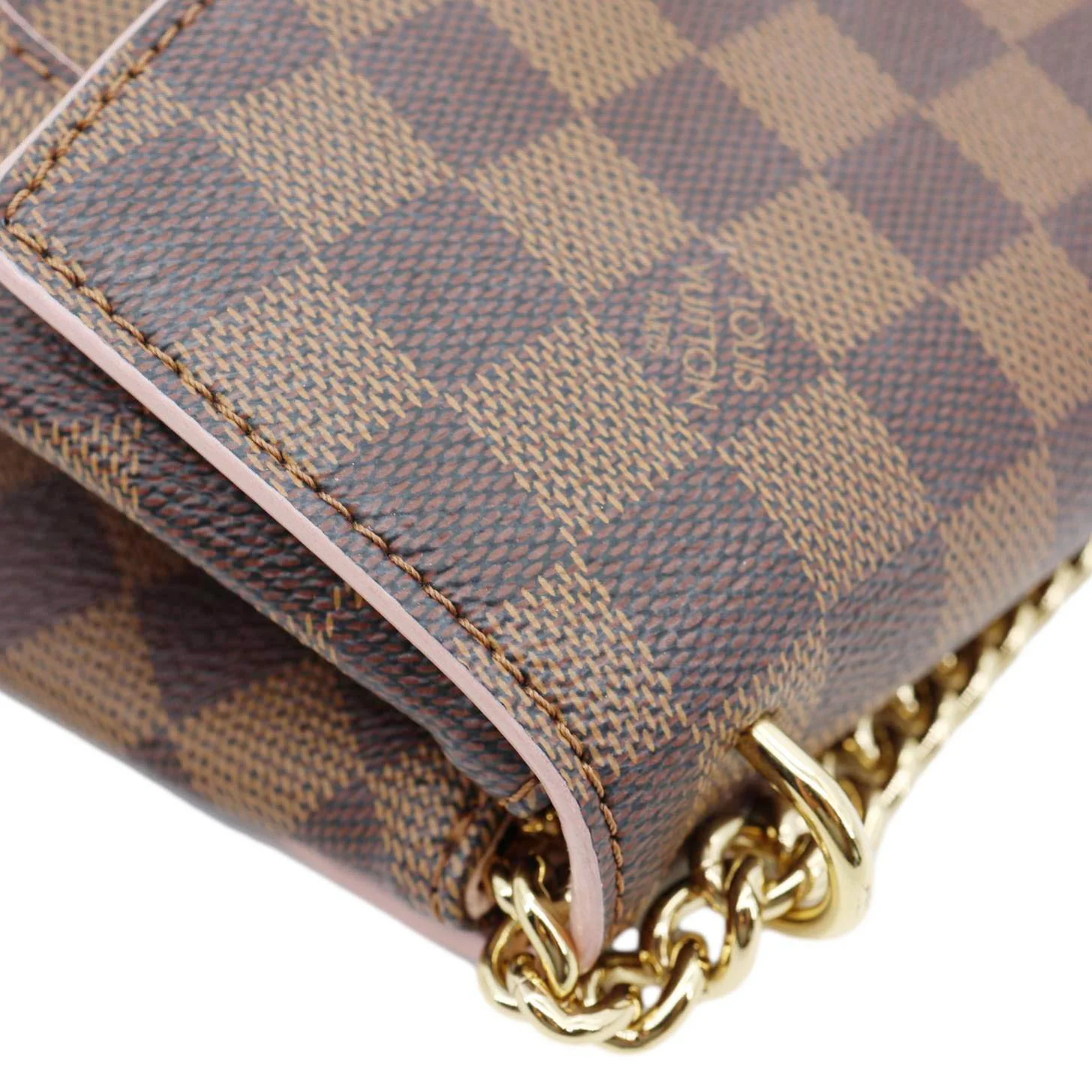 LOUIS VUITTON Caissa Chain Damier Ebene Clutch Shoulder Bag Rose Ballerine - Image 5