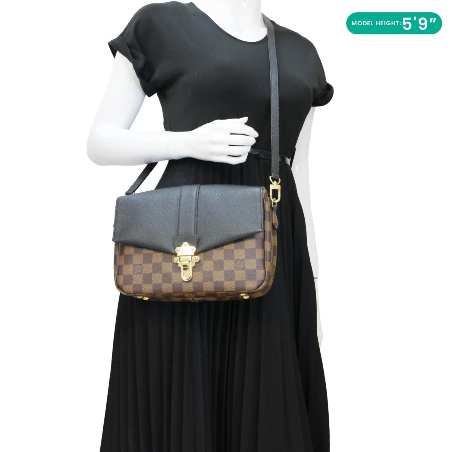 Louis Vuitton Clapton Damier Ebene Shoulder Bag Black - Image 2