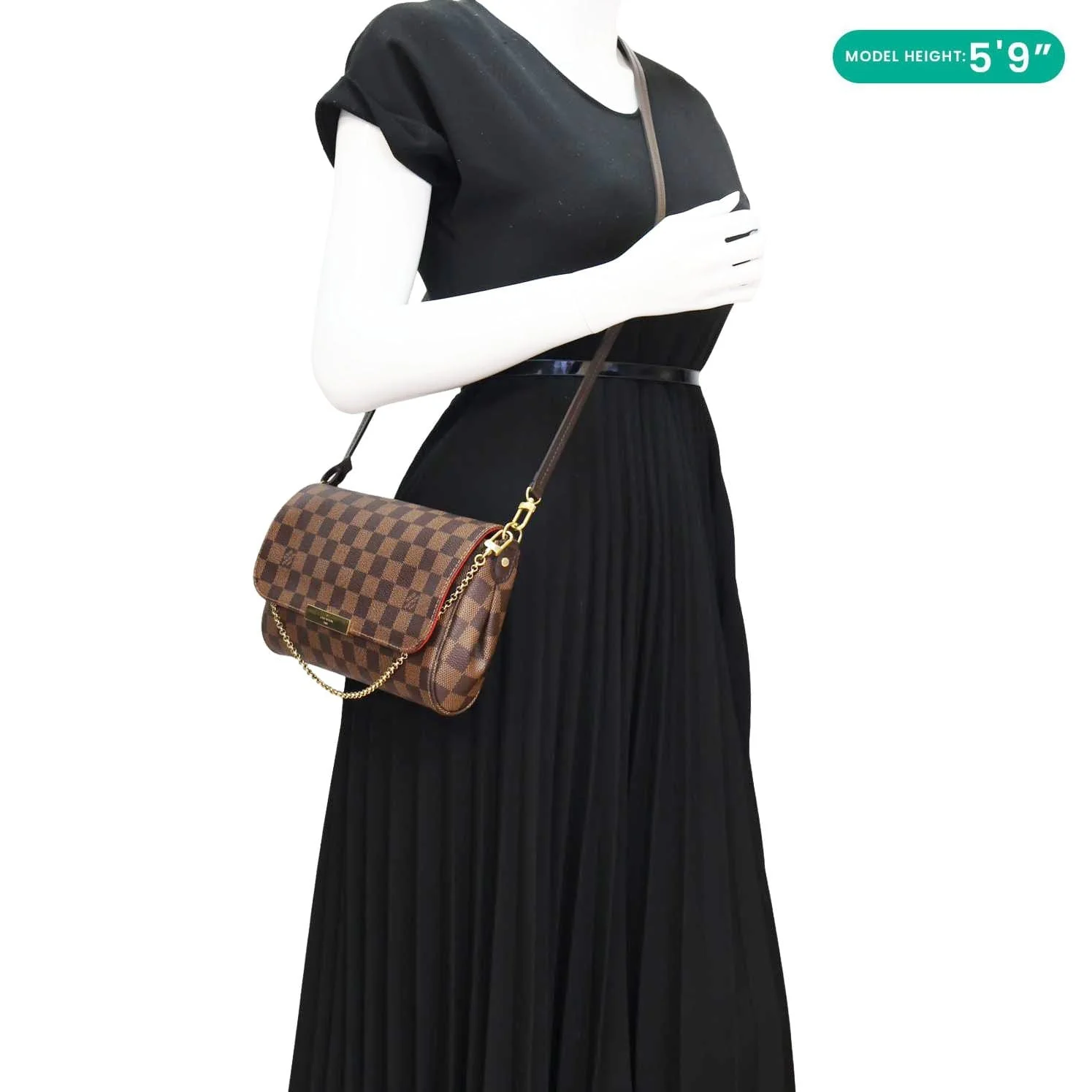 LOUIS VUITTON Favorite MM Damier Ebene Chain Shoulder Bag Brown - Image 2