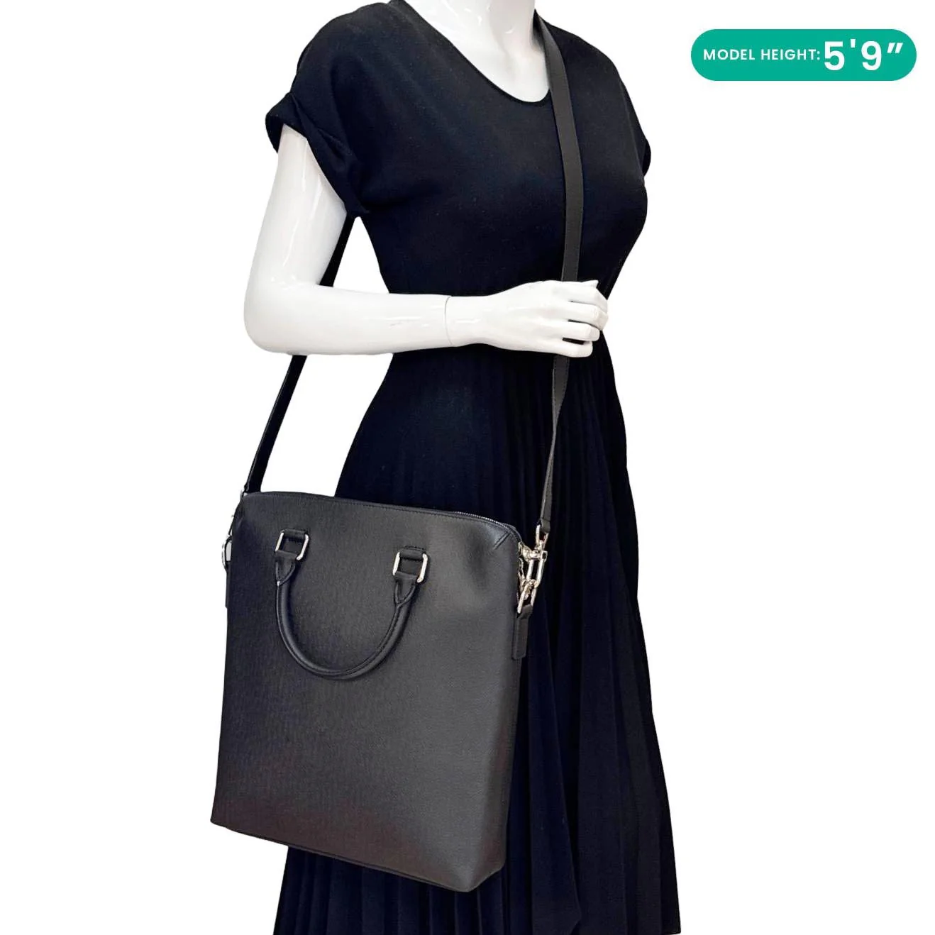LOUIS VUITTON Grigori Taiga Leather Tote Crossbody Bag Black - Image 2
