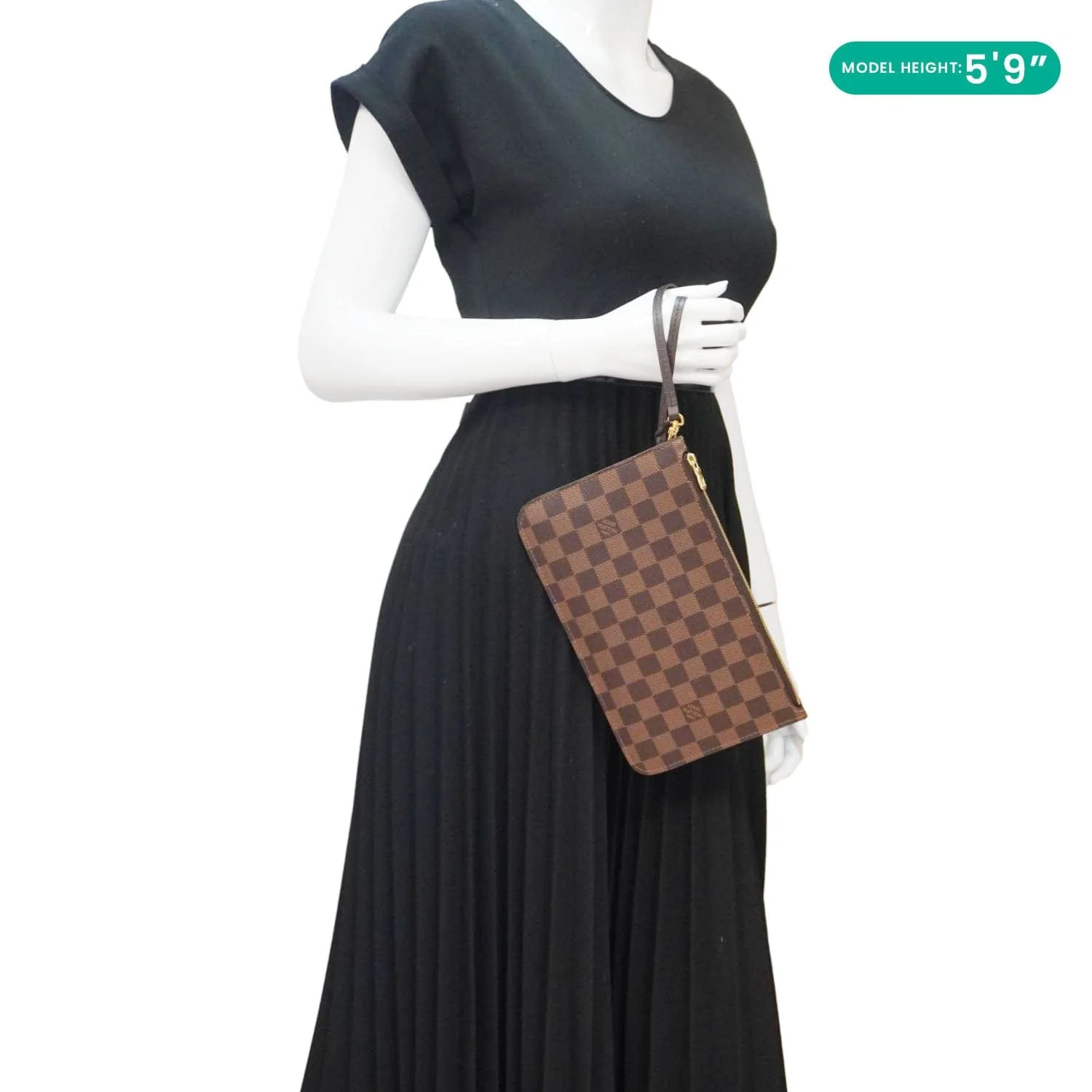 LOUIS VUITTON Wristlet Pochette Damier Ebene Pouch Brown - Image 2