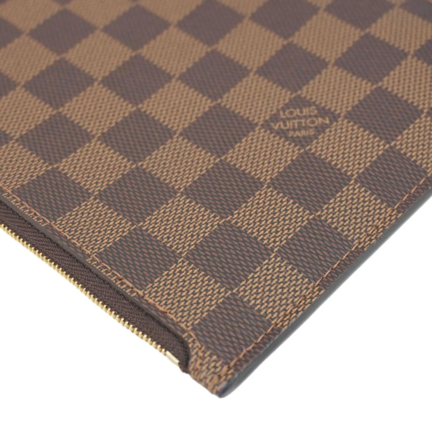 LOUIS VUITTON Wristlet Pochette Damier Ebene Pouch Brown - Image 7