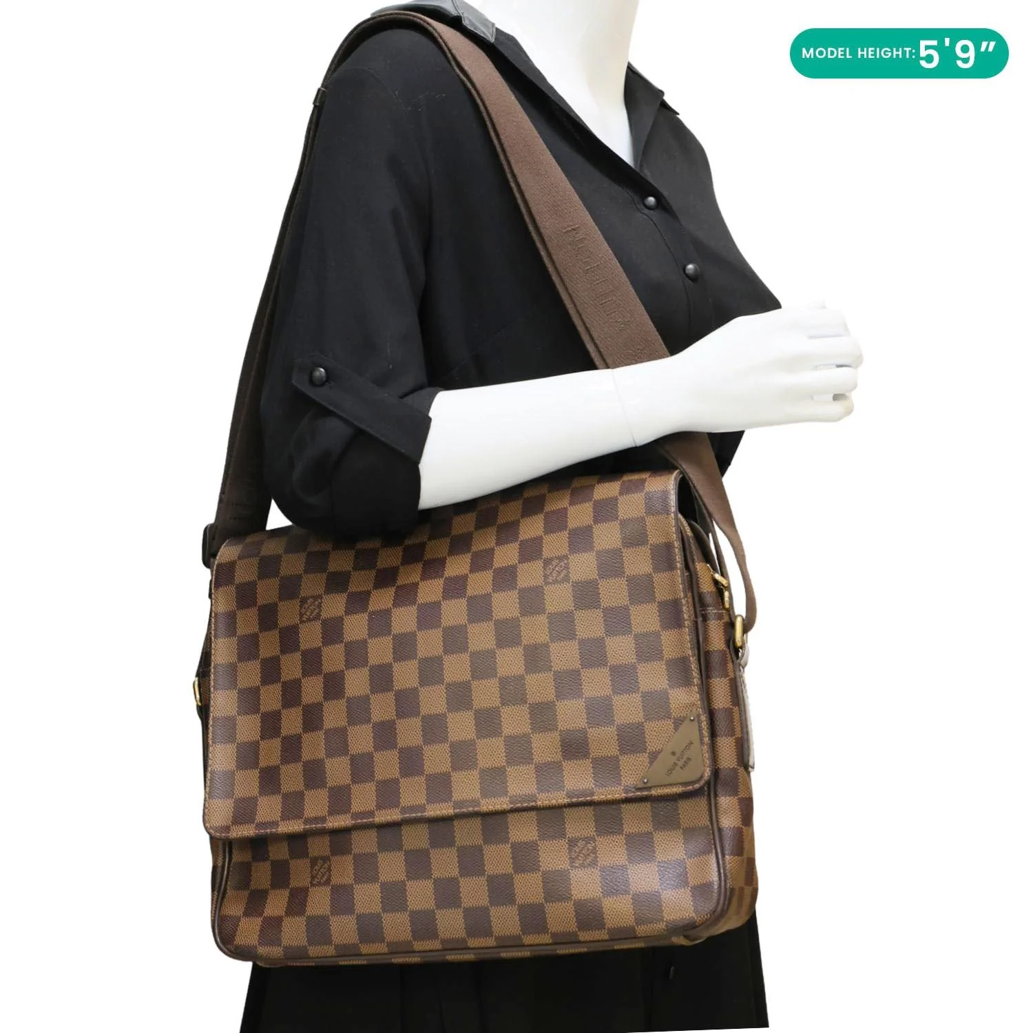 LOUIS VUITTON Shelton MM Damier Ebene Messenger Bag Brown - Image 2
