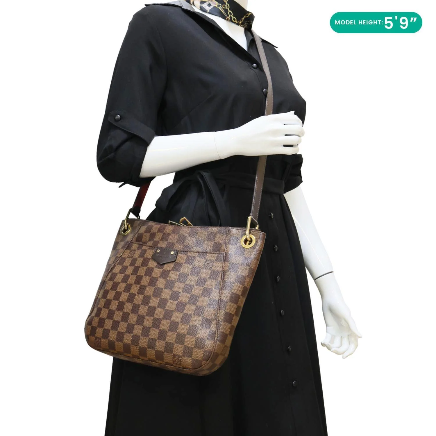 LOUIS VUITTON South Bank Besace Damier Ebene Crossbody Bag Brown - Image 2