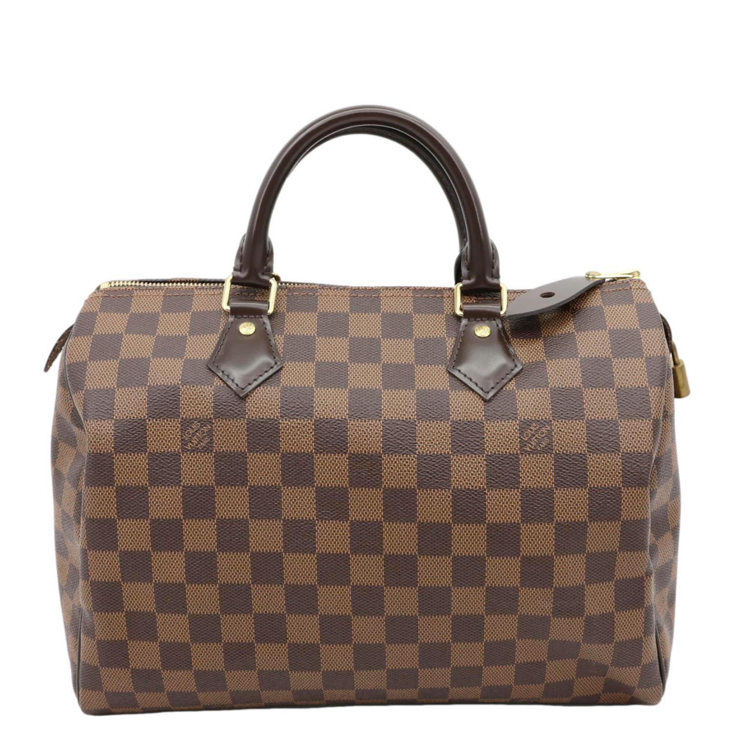 LOUIS VUITTON Speedy 30 Damier Ebene Satchel Bag Brown - Image 3