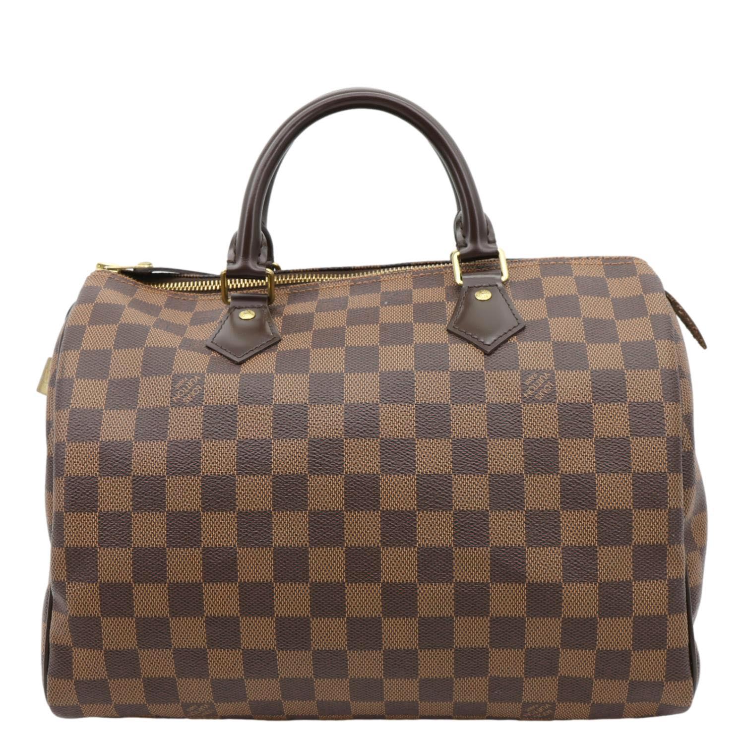 LOUIS VUITTON Speedy 30 Damier Ebene Satchel Bag Brown - Image 4