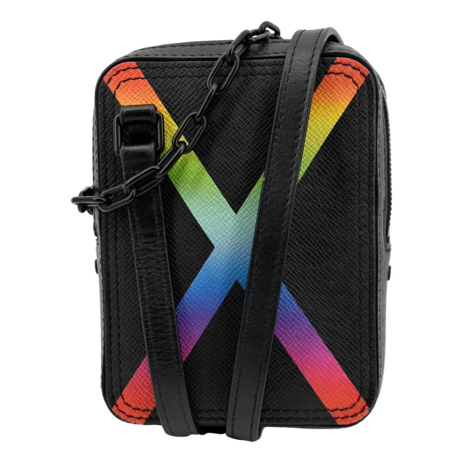 LOUIS VUITTON Sac Danube Taiga Messenger Crossbody Bag Black - Image 3