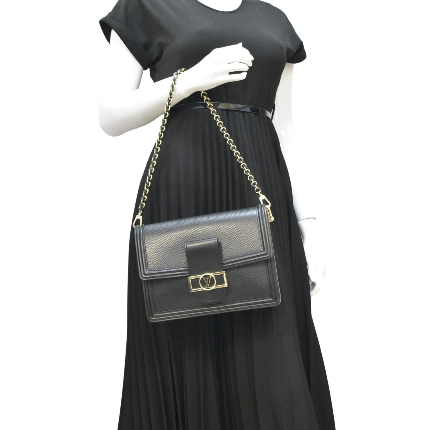 LOUIS VUITTON Dauphine MM Epi Leather Shoulder Bag Black - Image 2