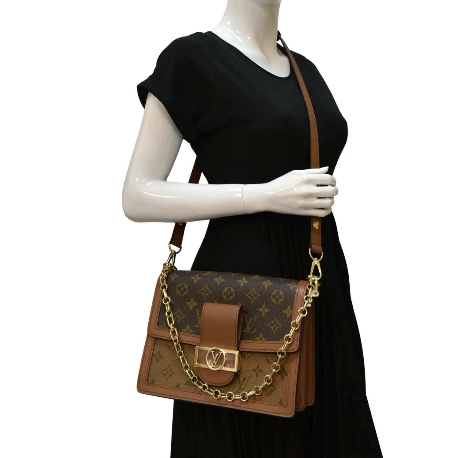 LOUIS VUITTON Dauphine MM Monogram Reverse Canvas Shoulder Bag Brown - Image 2