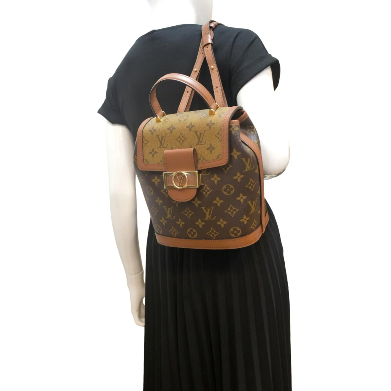LOUIS VUITTON Dauphine PM Monogram Reverse Canvas Backpack Brown - Image 2