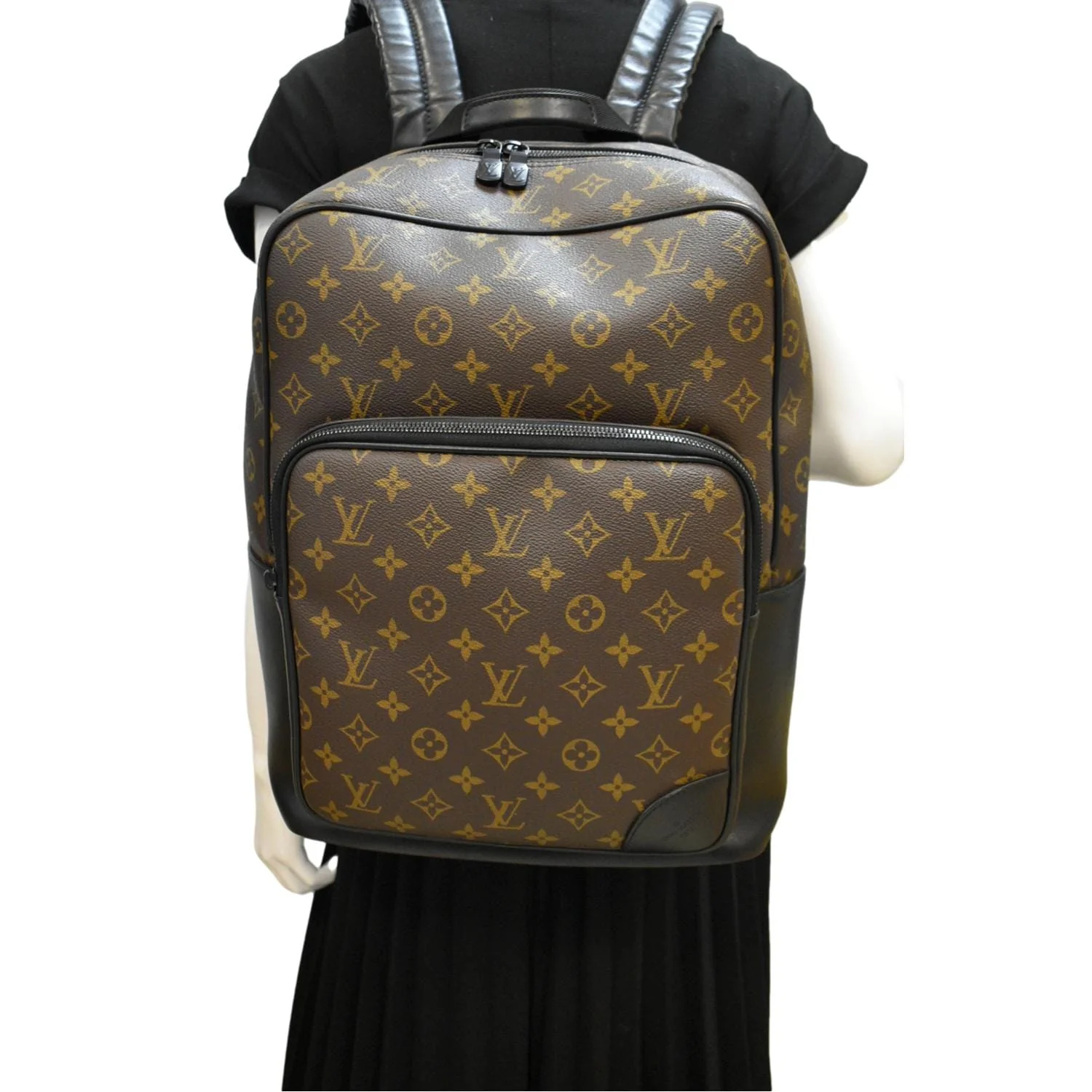 LOUIS VUITTON Dean Monogram Macassar Canvas Backpack Bag Black - Image 2