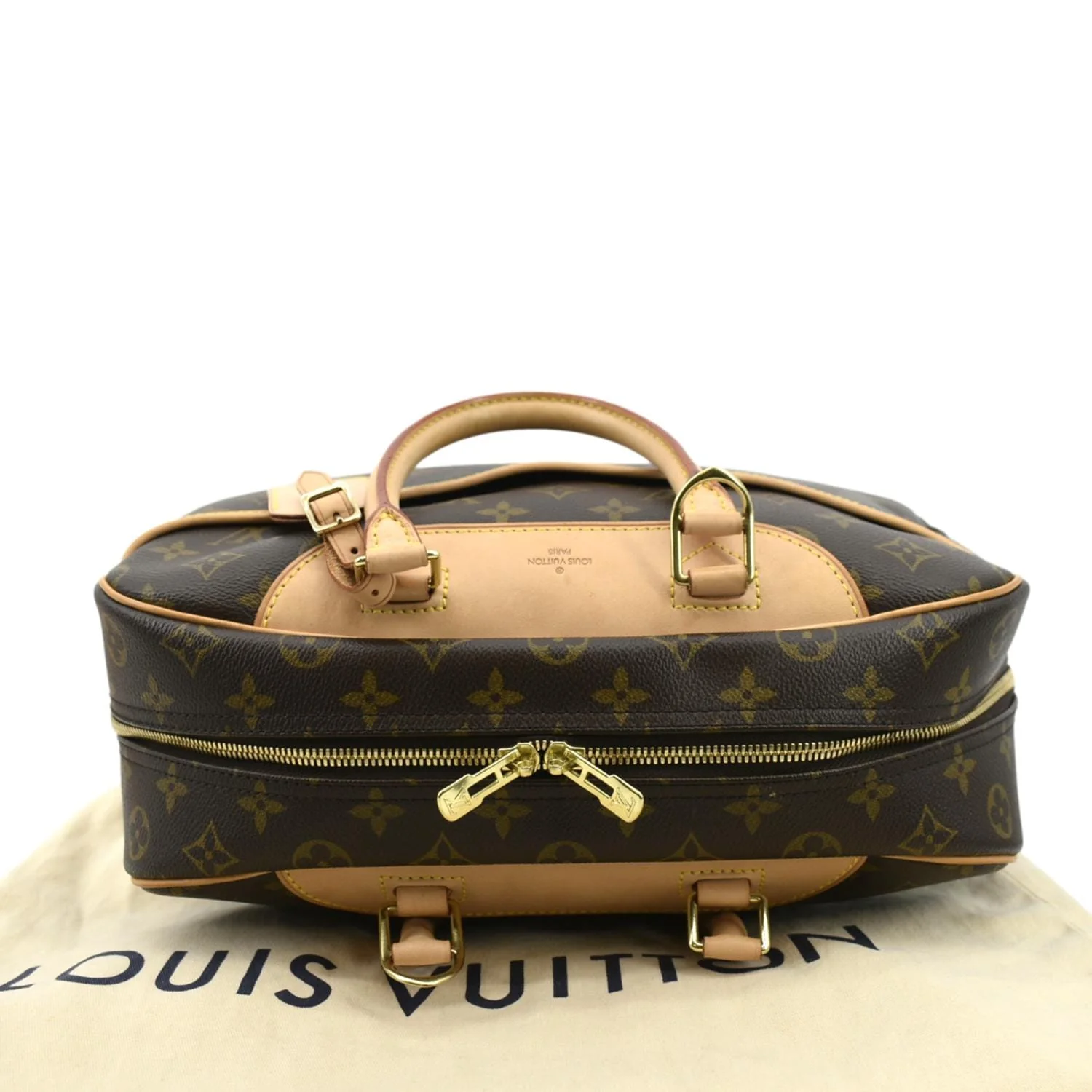 LOUIS VUITTON Deauville Boston Monogram Canvas Satchel Bag Brown - Image 3