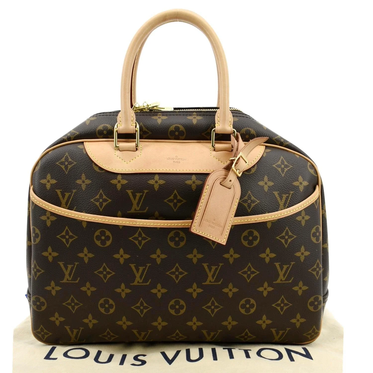 LOUIS VUITTON Deauville Bowling Monogram Canvas Satchel Bag Brown - Image 3