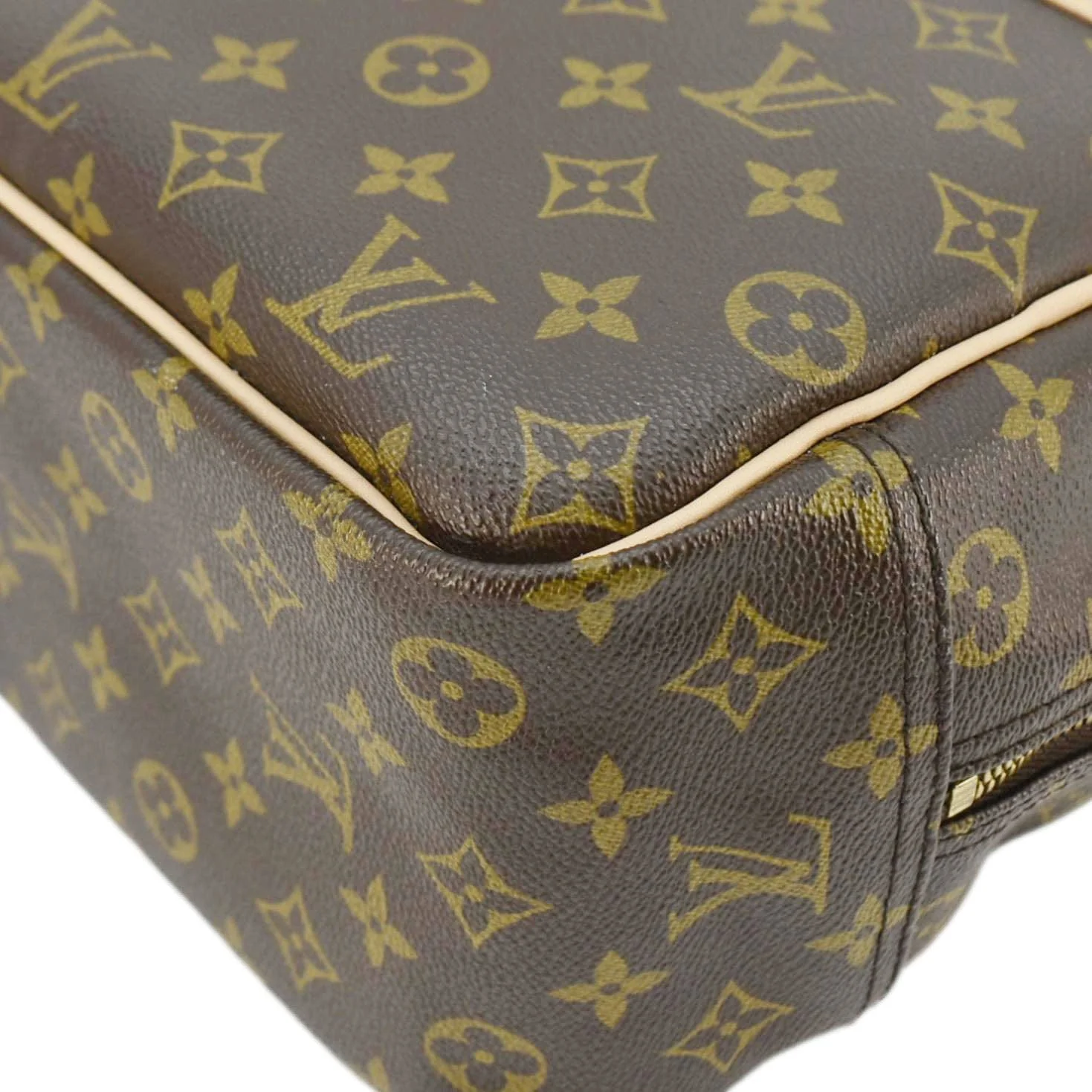 LOUIS VUITTON Deauville Bowling Monogram Canvas Satchel Bag Brown - Image 8