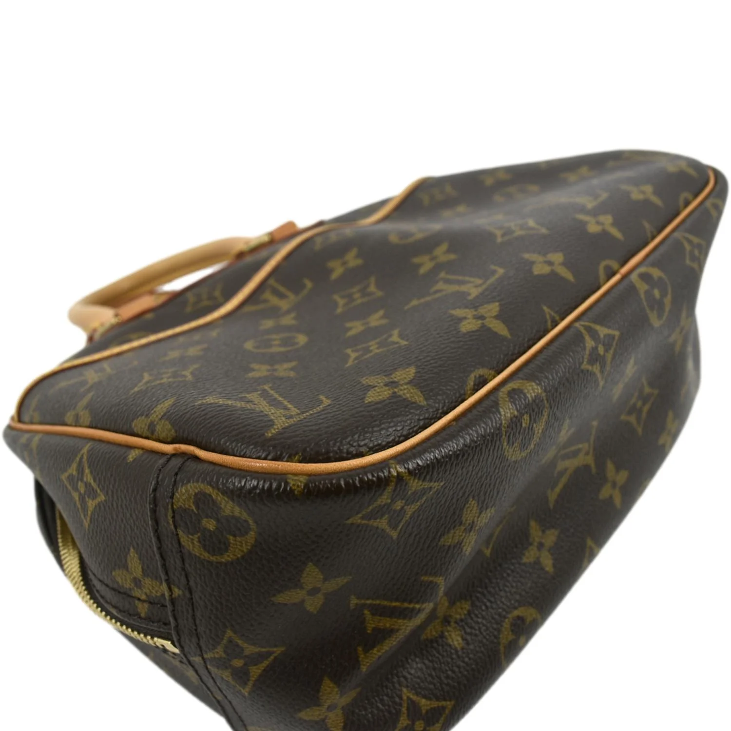 LOUIS VUITTON Deauville Bowling Monogram Canvas Satchel Bag Brown - Image 9