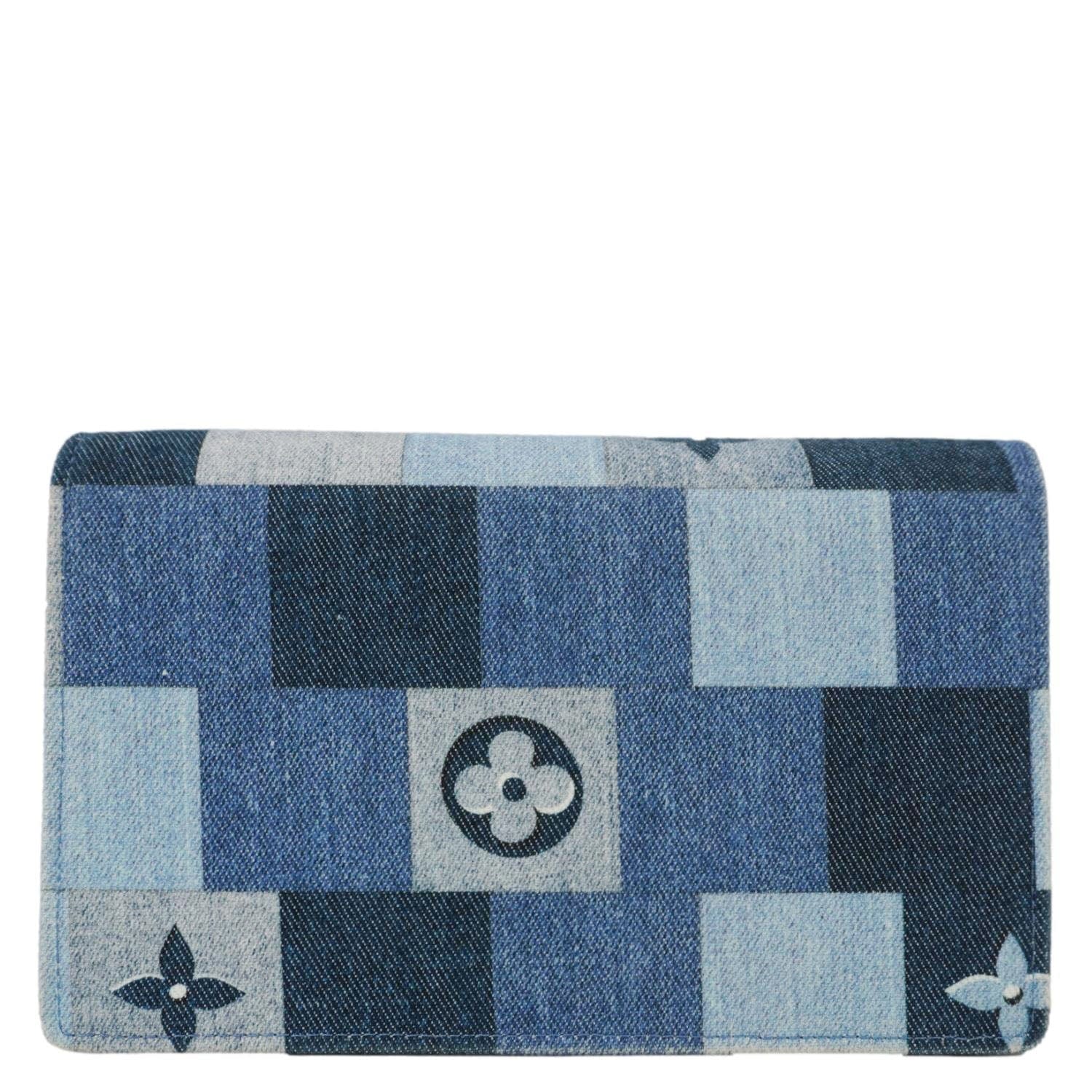 LOUIS VUITTON Patchwork Flore Damier Monogram Denim Chain Wallet Shoulder Bag Blue - Image 5