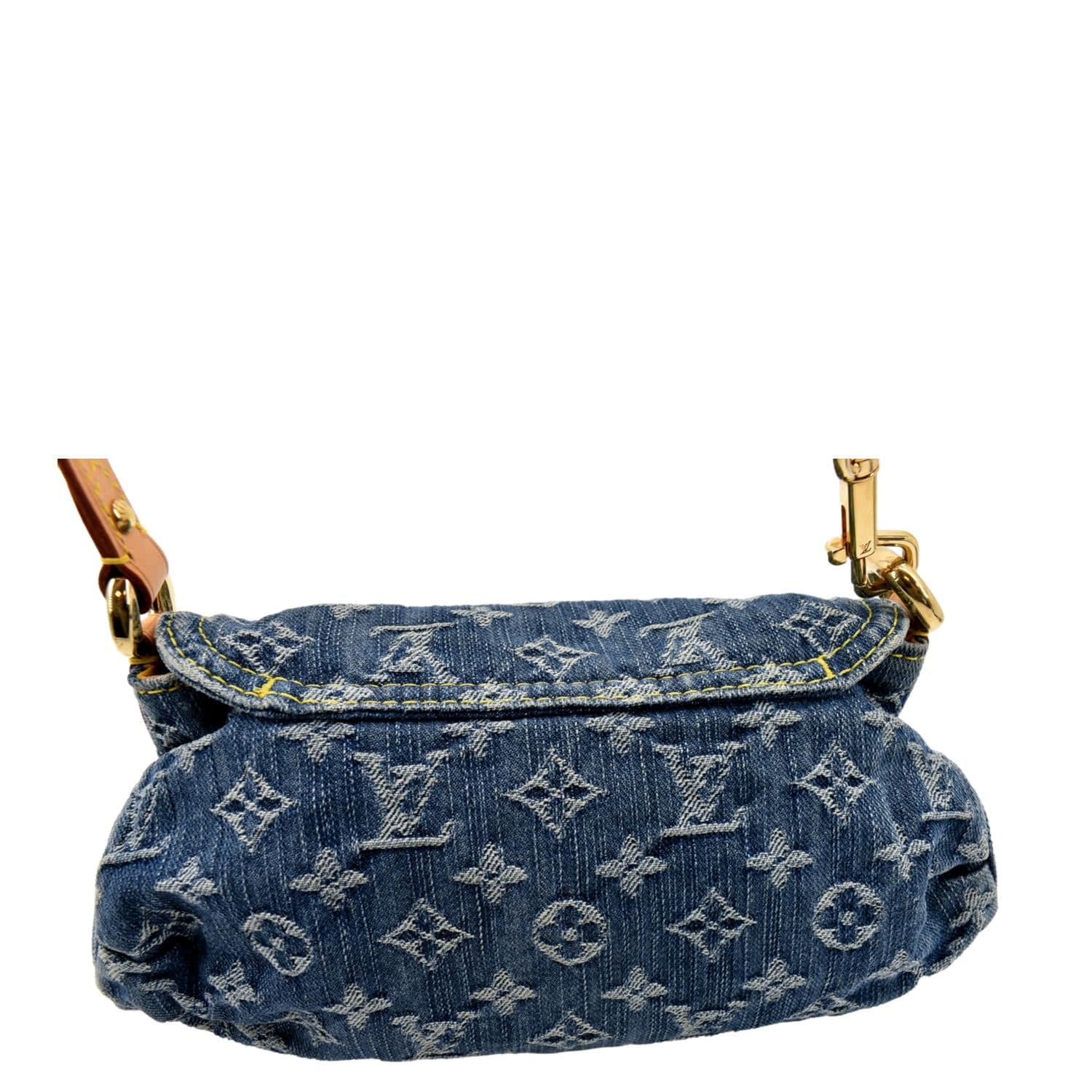 LOUIS VUITTON Mini Pleaty Monogram Denim Shoulder Handbag Blue - Image 4