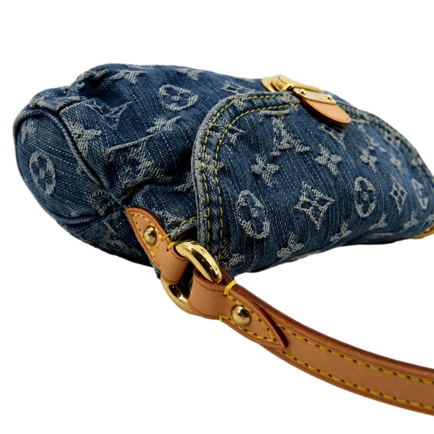 LOUIS VUITTON Mini Pleaty Monogram Denim Shoulder Handbag Blue - Image 8