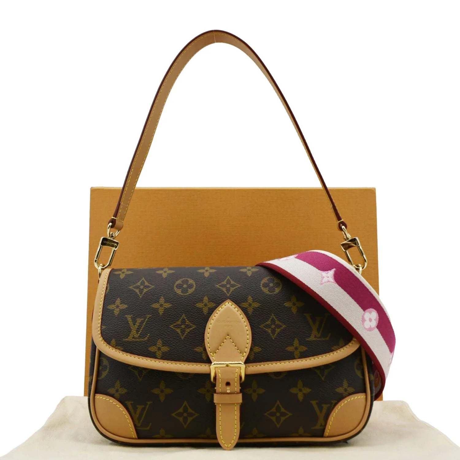 LOUIS VUITTON Diane Monogram Canvas Crossbody Bag Brown - Image 3