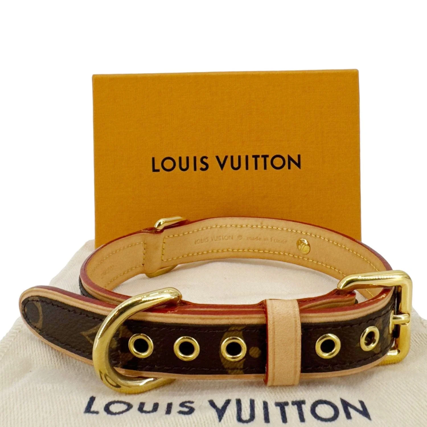 LOUIS VUITTON Monogram Canvas Dog Collar Brown - Image 3