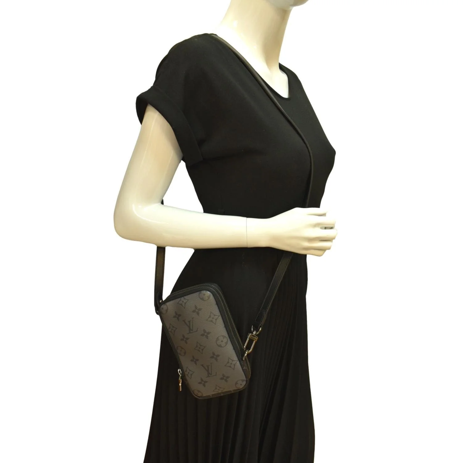 LOUIS VUITTON Double Monogram Eclipse Phone Pouch Black - Image 2