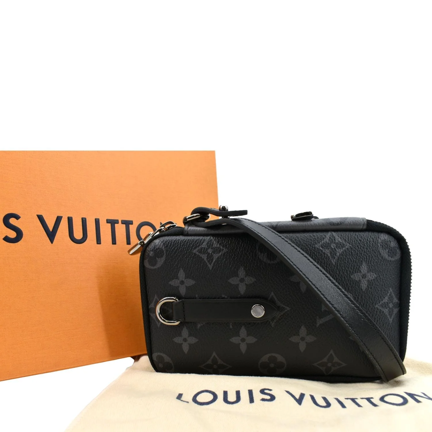 LOUIS VUITTON Double Monogram Eclipse Phone Pouch Black - Image 3
