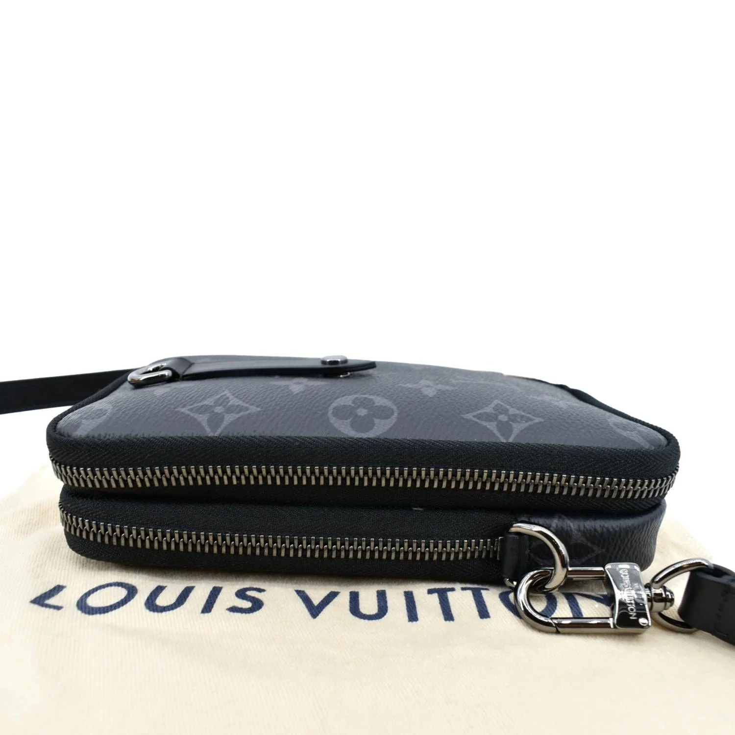 LOUIS VUITTON Double Monogram Eclipse Phone Pouch Black - Image 4